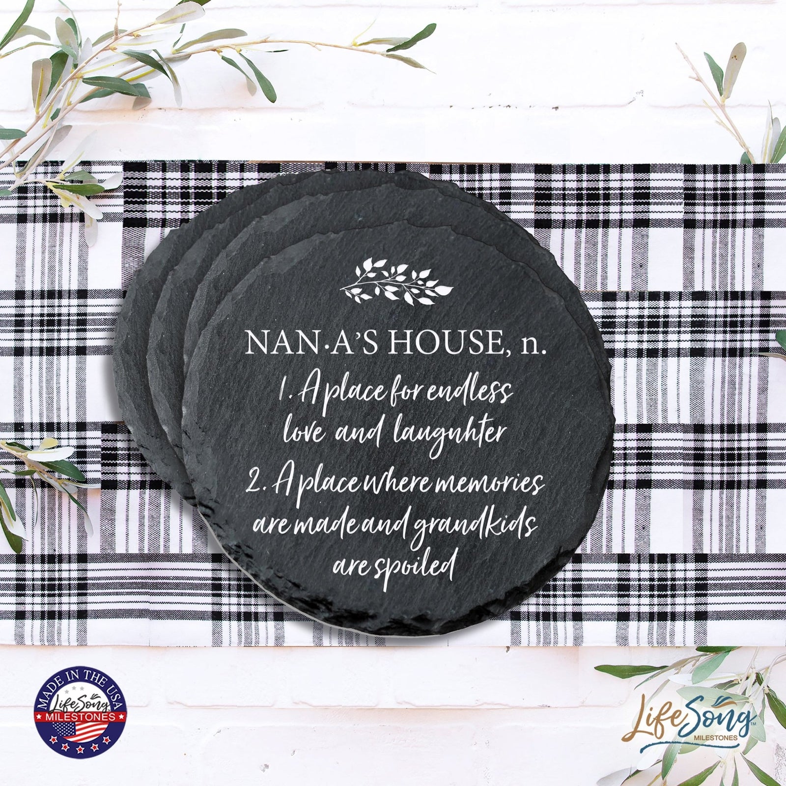 6pc Coaster Set Kitchen and Tabletop Decorations 4x4 Gift for Nana & Papa's House - LifeSong Milestones