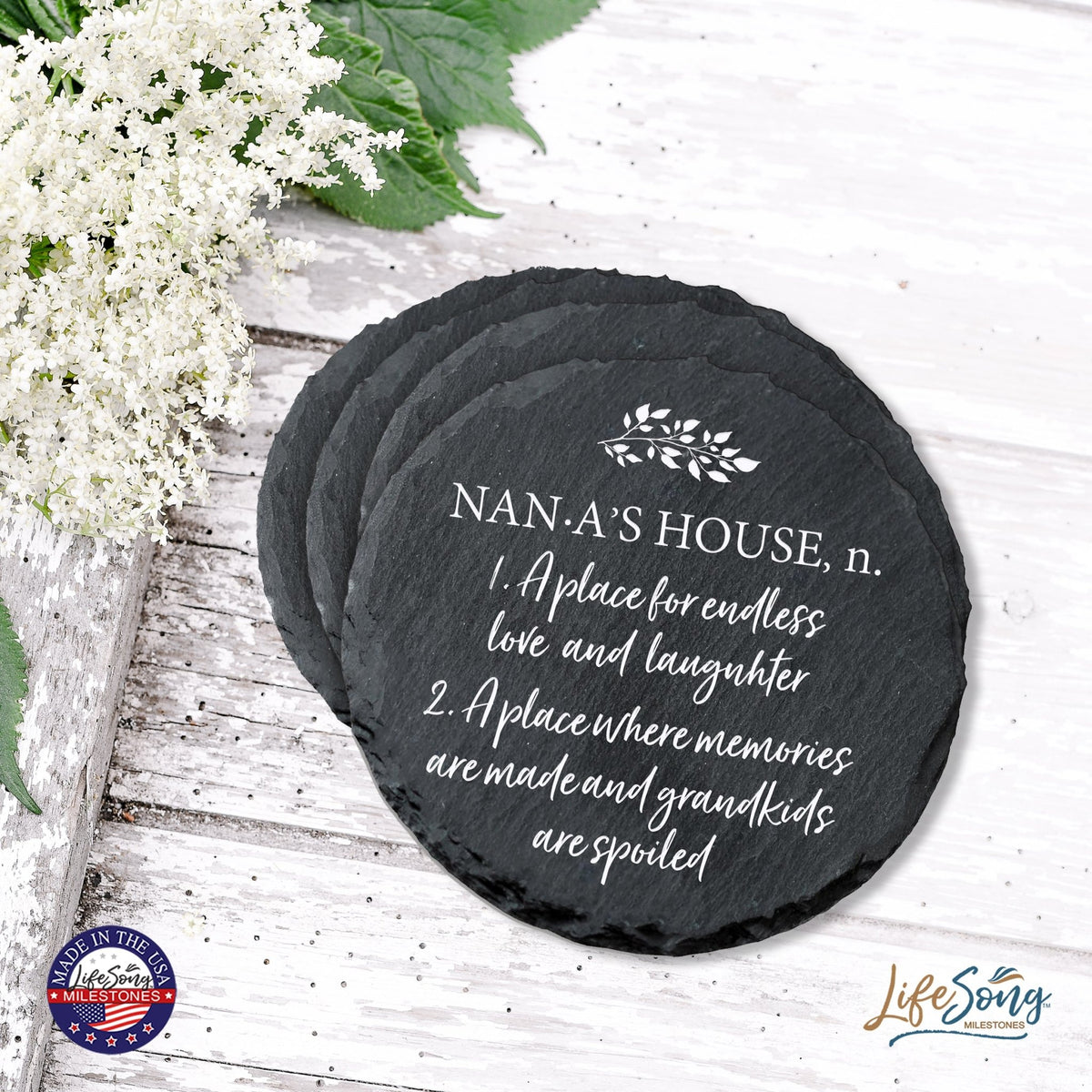 6pc Coaster Set Kitchen and Tabletop Decorations 4x4 Gift for Nana & Papa's House - LifeSong Milestones