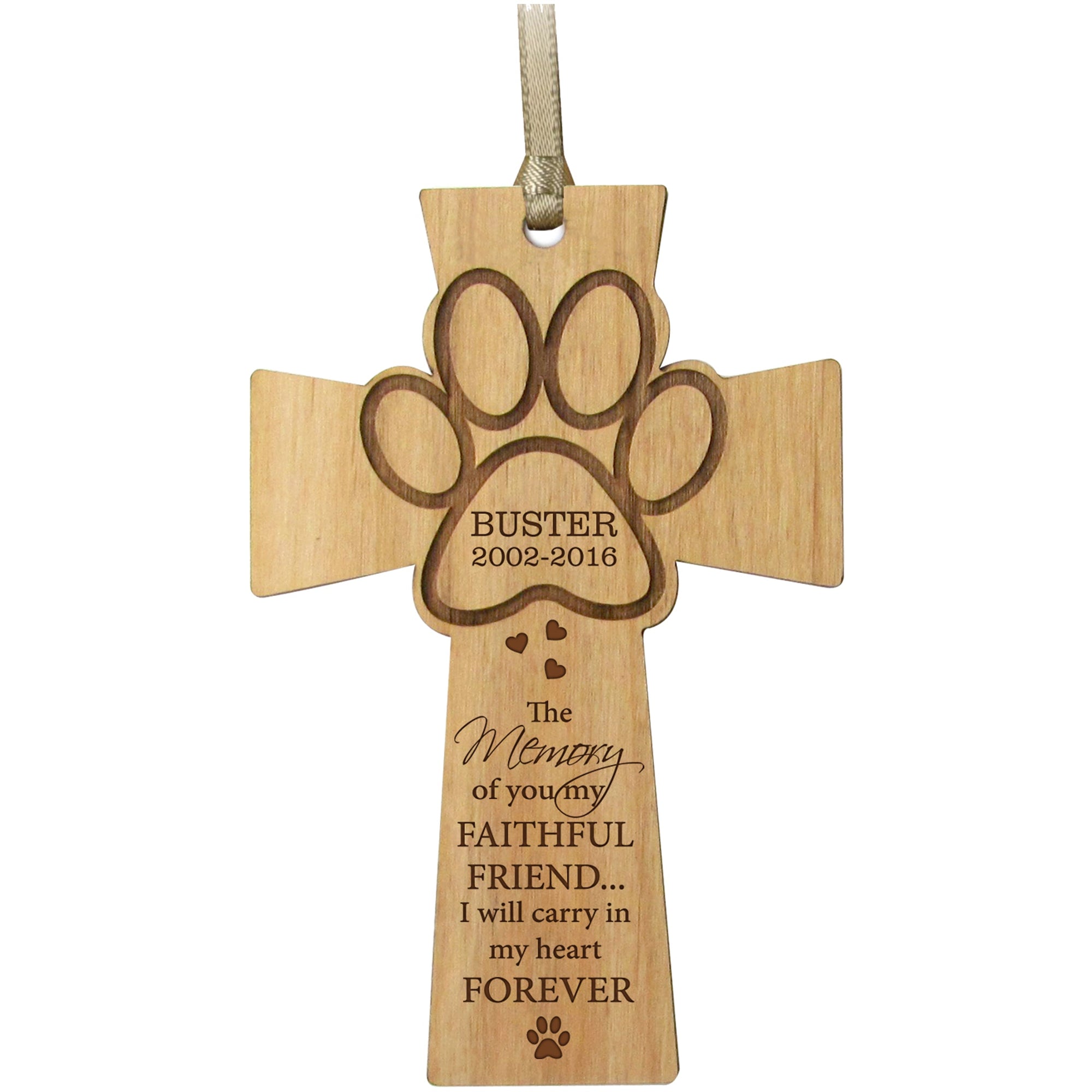 Pet Memorial Wooden Cross Ornament - The Memory of You