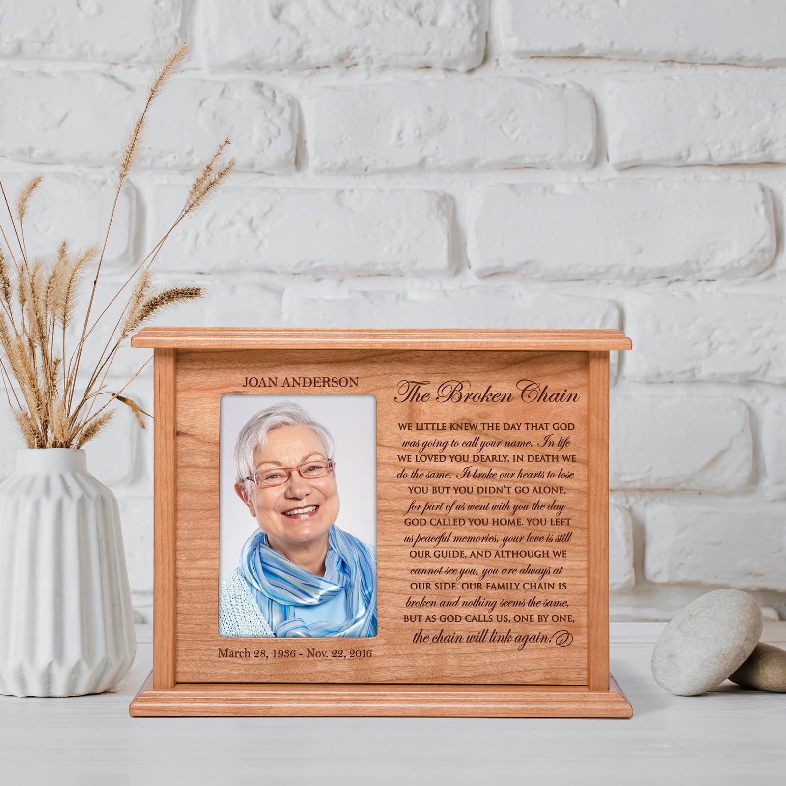 Unique cremation urn box for human ashes