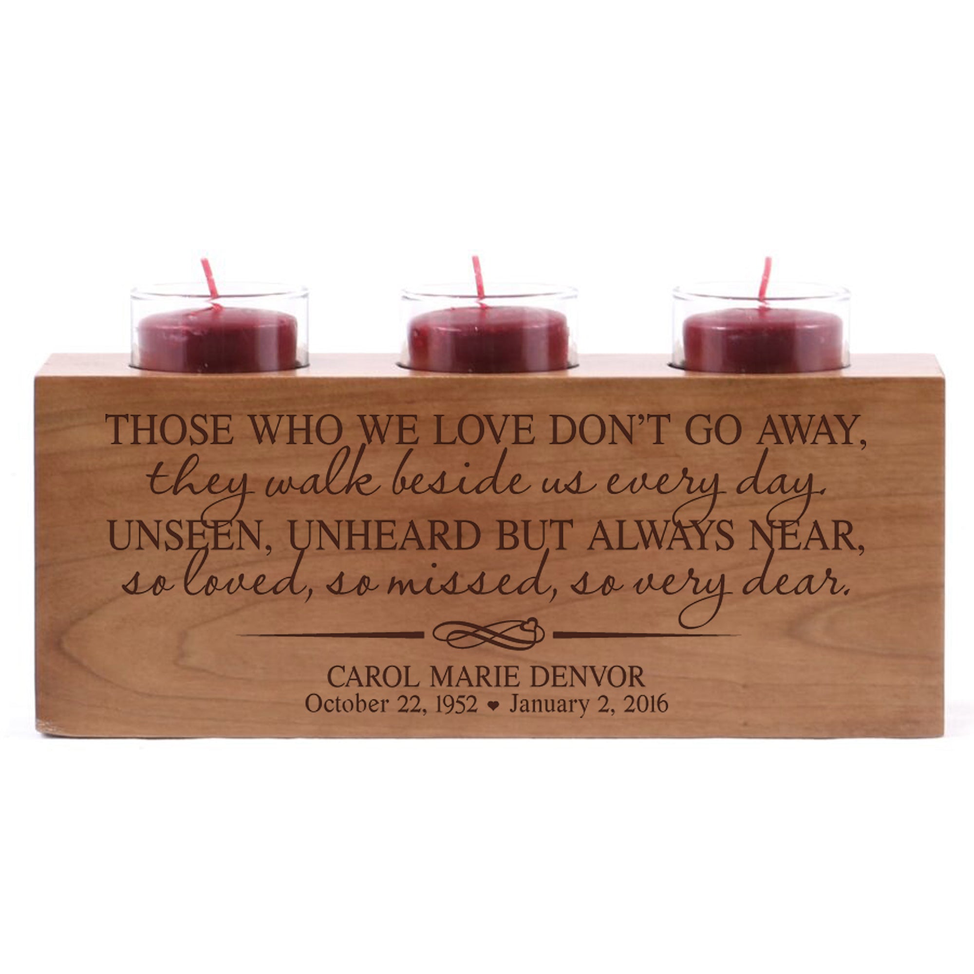 wooden memorial candle holder