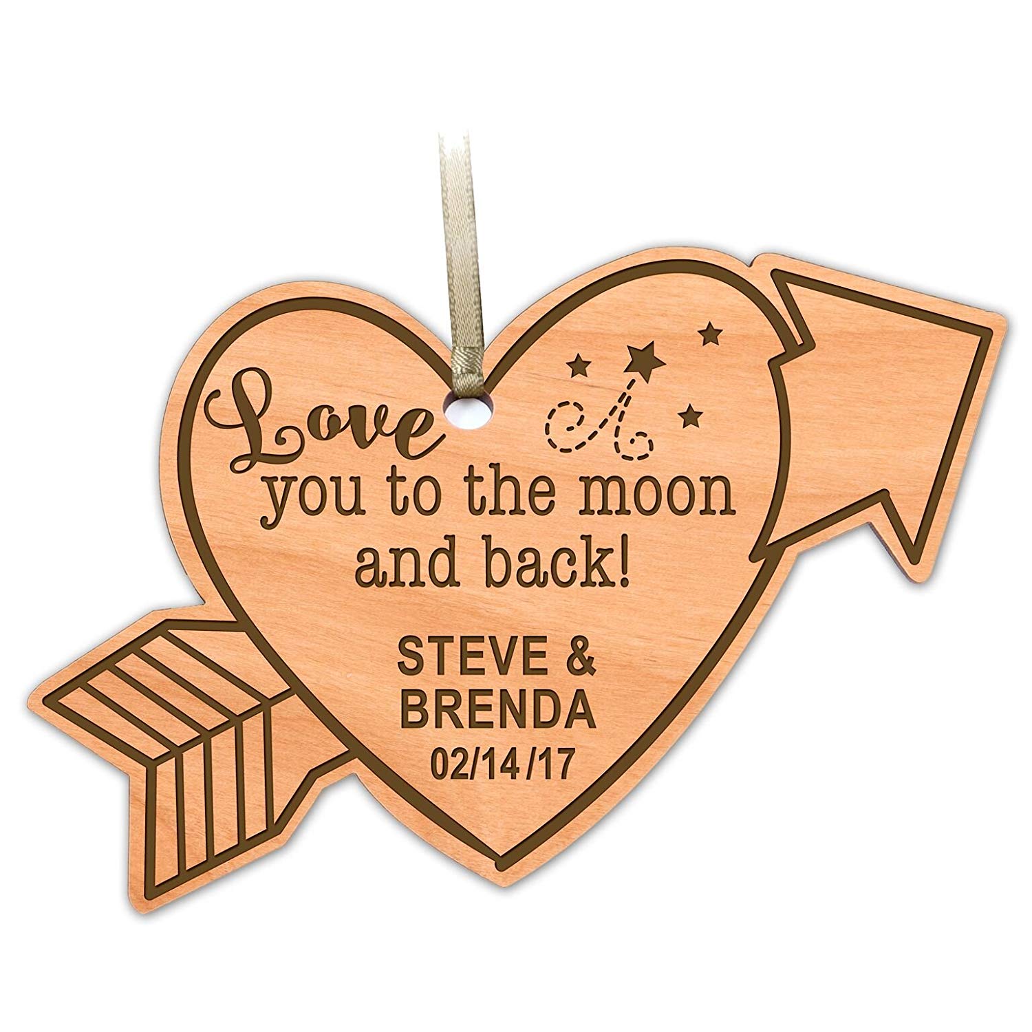 wooden ornament anniversary marriage wedding Christmas gift love you to the moon and back