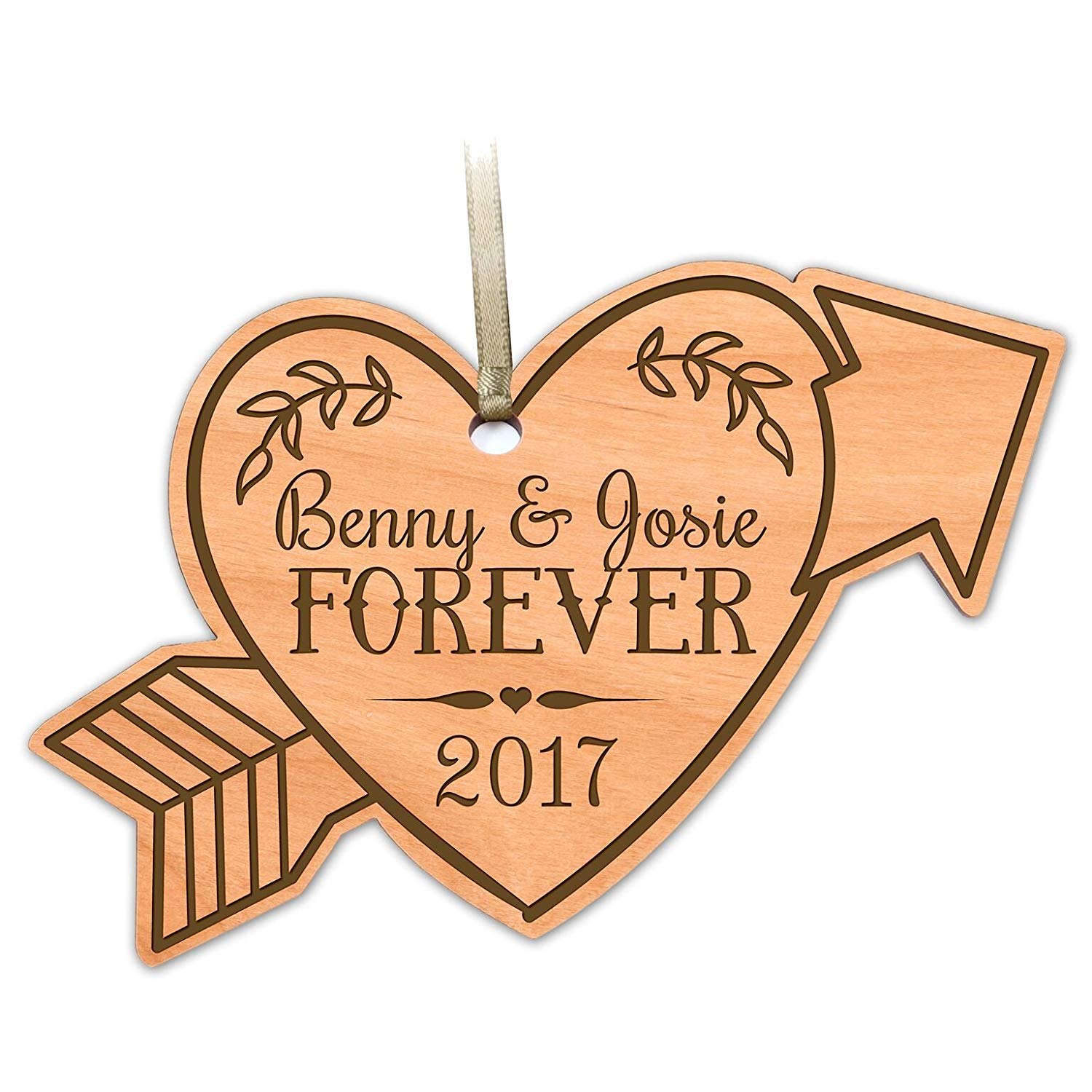 wooden ornament anniversary marriage wedding Christmas gift forever