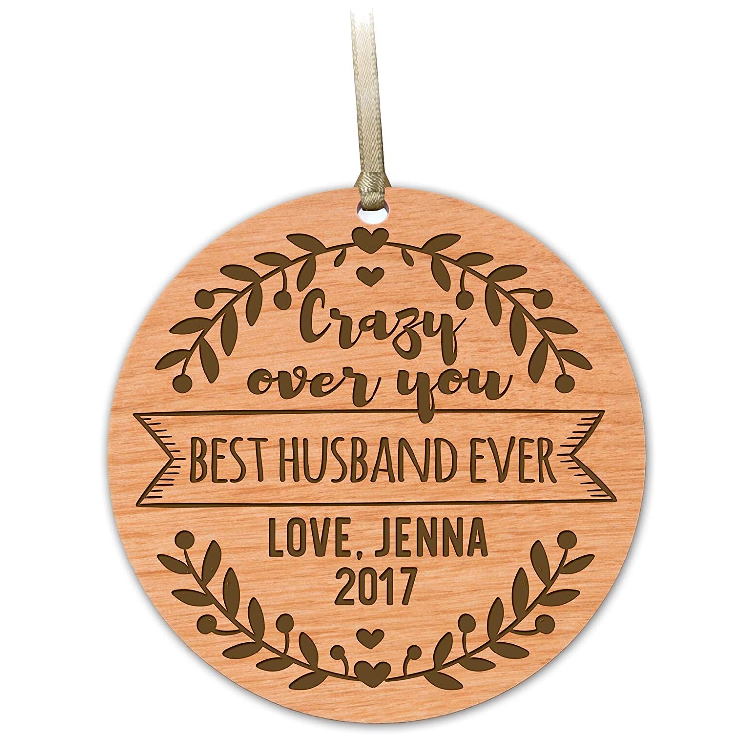 wooden ornament anniversary marriage wedding Christmas gift best husband ever
