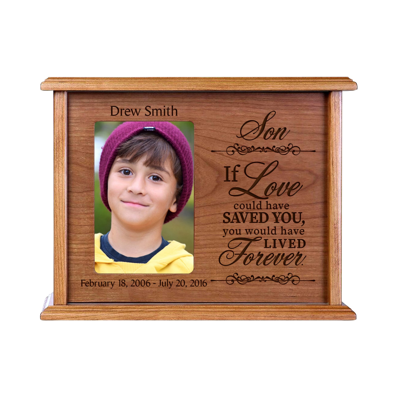 Personalized Engraved Photo Cremation Urn Box Memorial Gift