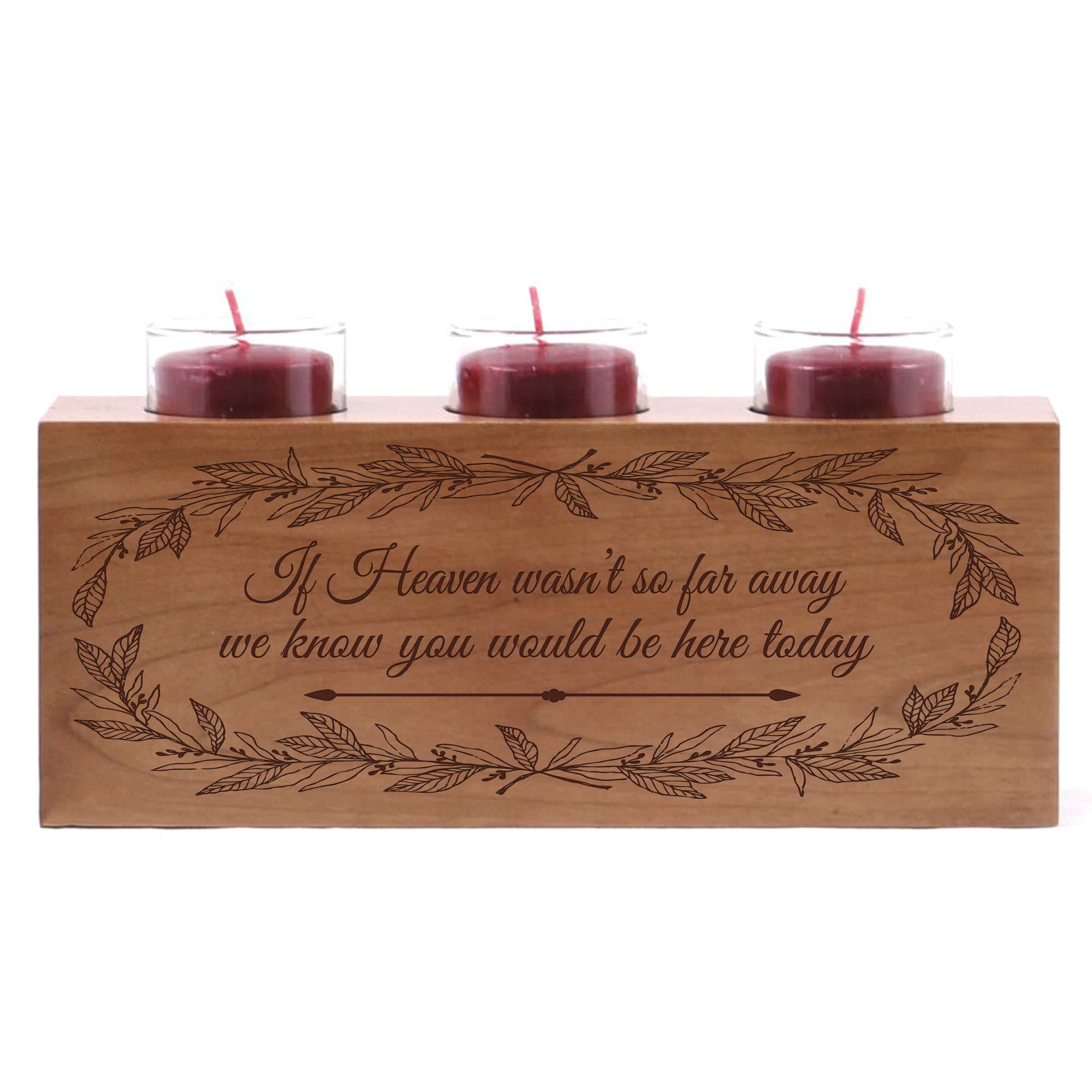 LifeSong Milestones Memorial Funeral Candle Holder Those Who We Love Don't Go Away engraved cherry wood keepsake ideas for Loved One 10" L x 4" H
