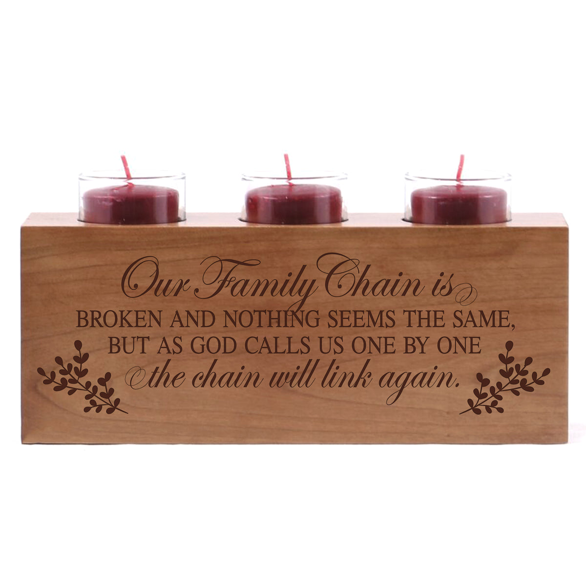 LifeSong Milestones Memorial Funeral Candle Holder Those Who We Love Don&#39;t Go Away engraved cherry wood keepsake ideas for Loved One 10&quot; L x 4&quot; H