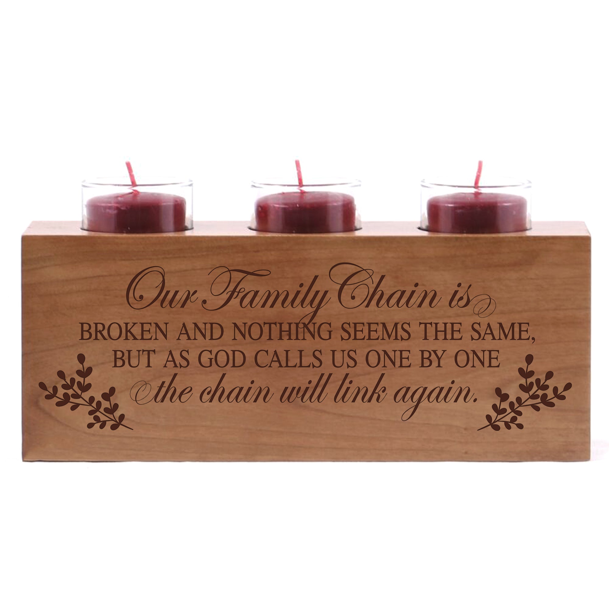 LifeSong Milestones Memorial Funeral Candle Holder Those Who We Love Don't Go Away engraved cherry wood keepsake ideas for Loved One 10" L x 4" H