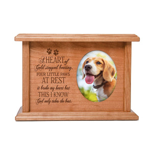 Pet Memorial Picture Cremation Urn Box for Dog or Cat - A Heart Of Gold
