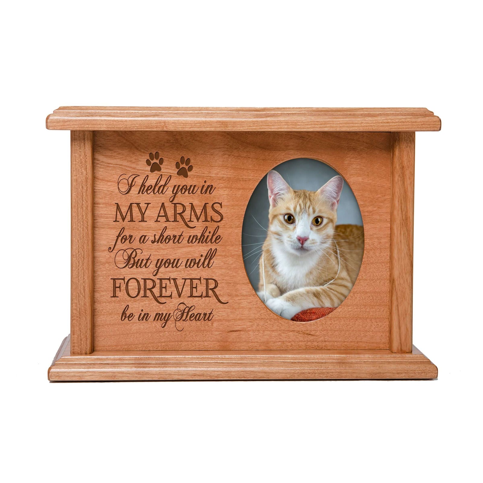 Pet Memorial Picture Cremation Urn Box for Dog or Cat - I Held You In My Arms