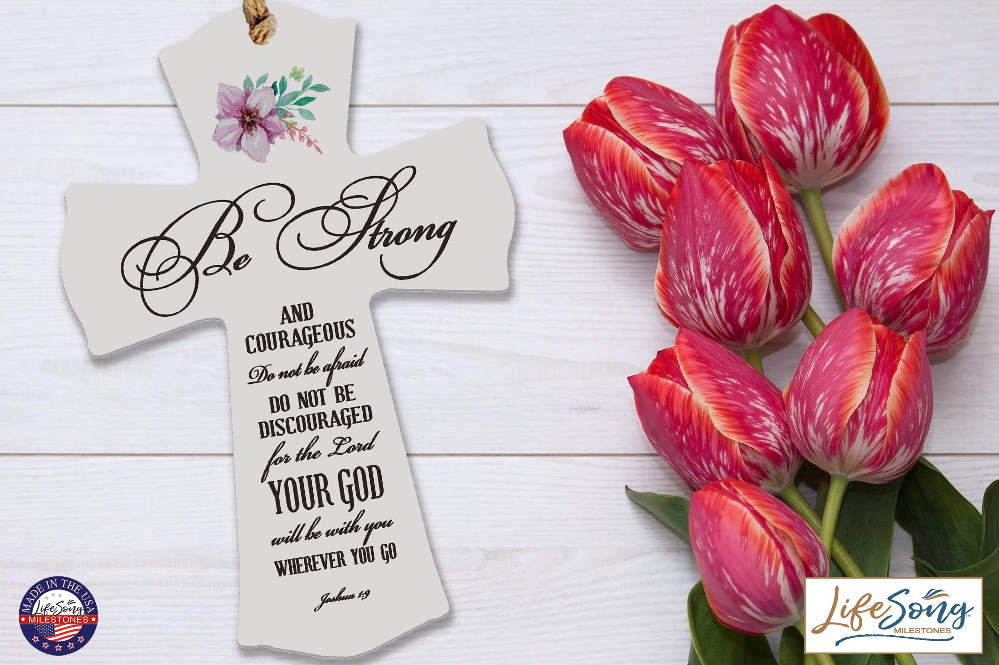 Printed Family Inspirational Crosses 8.5x11 - Be Strong Flower