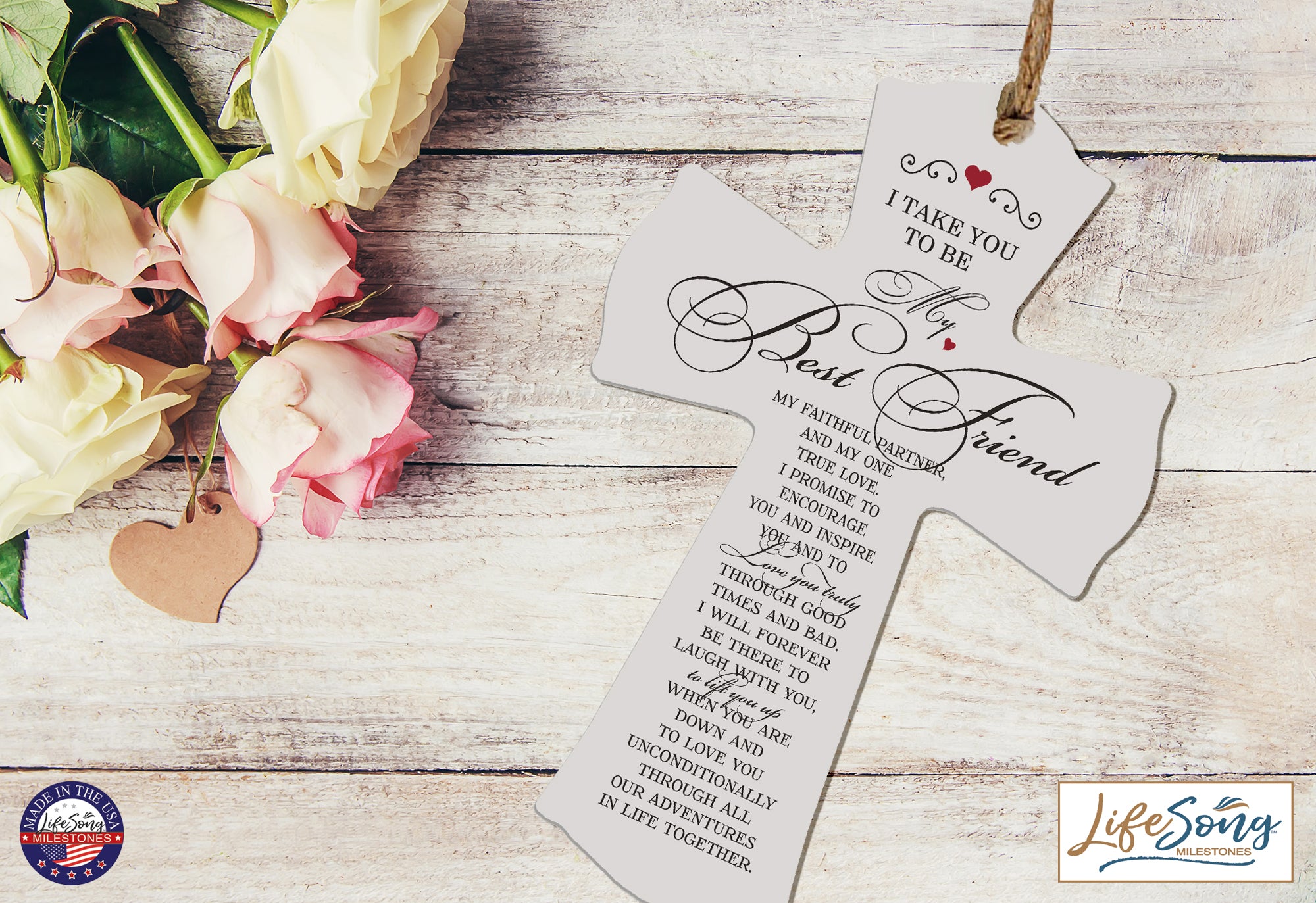 Wedding Vow Wall Cross  for Couples -I Take You To Be My Best Friend