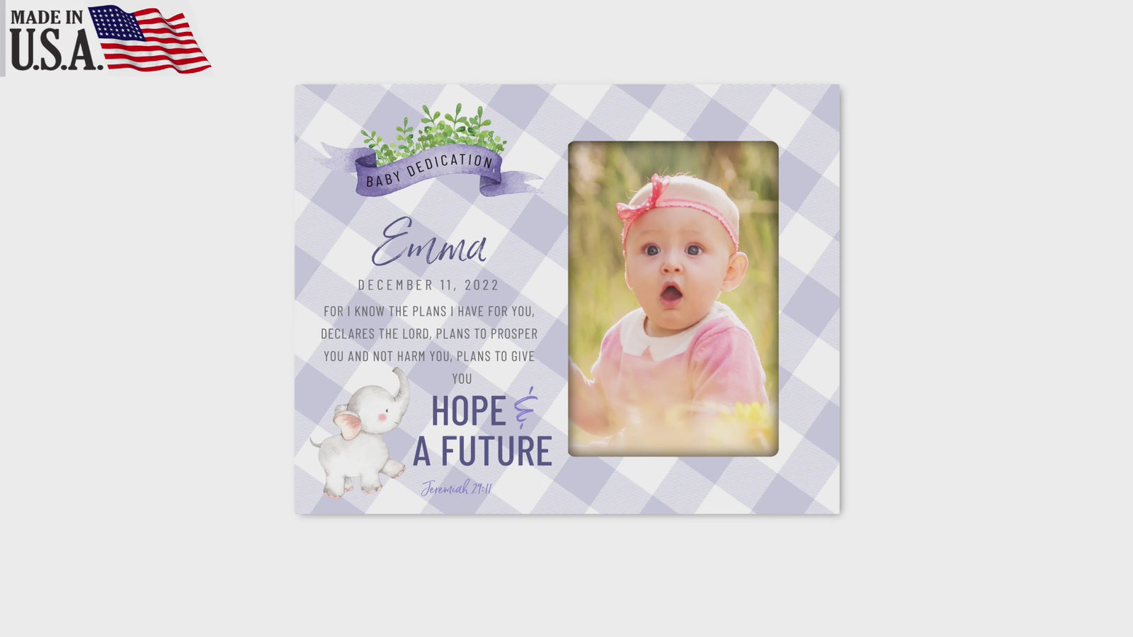 Lifesong Milestones Photo Frame - Baby Dedication, Baptism, Confirmation, First Holy Communion Gift