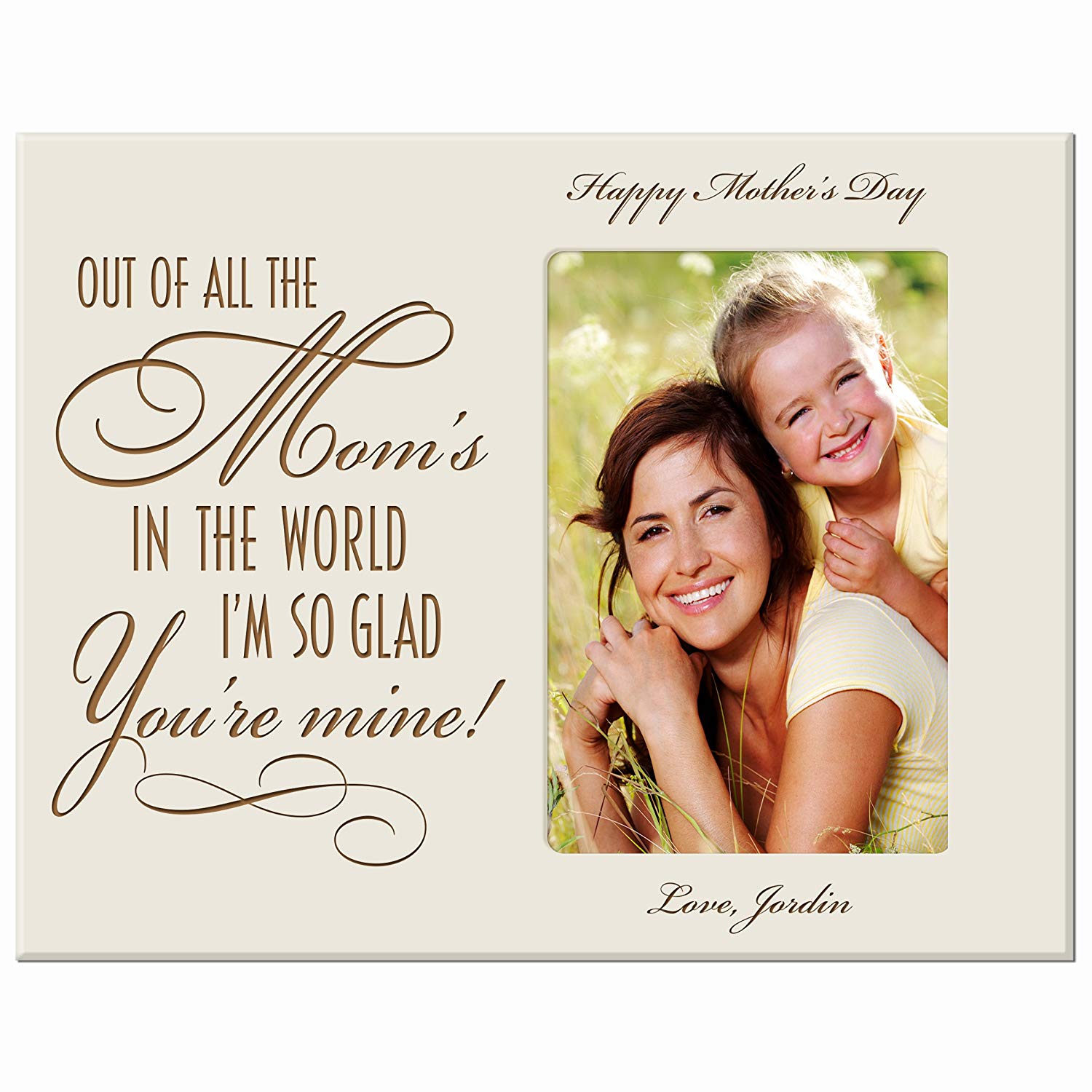 Personalized Happy Mother's Day Photo Frame - Out Of All The Mom's Ivory