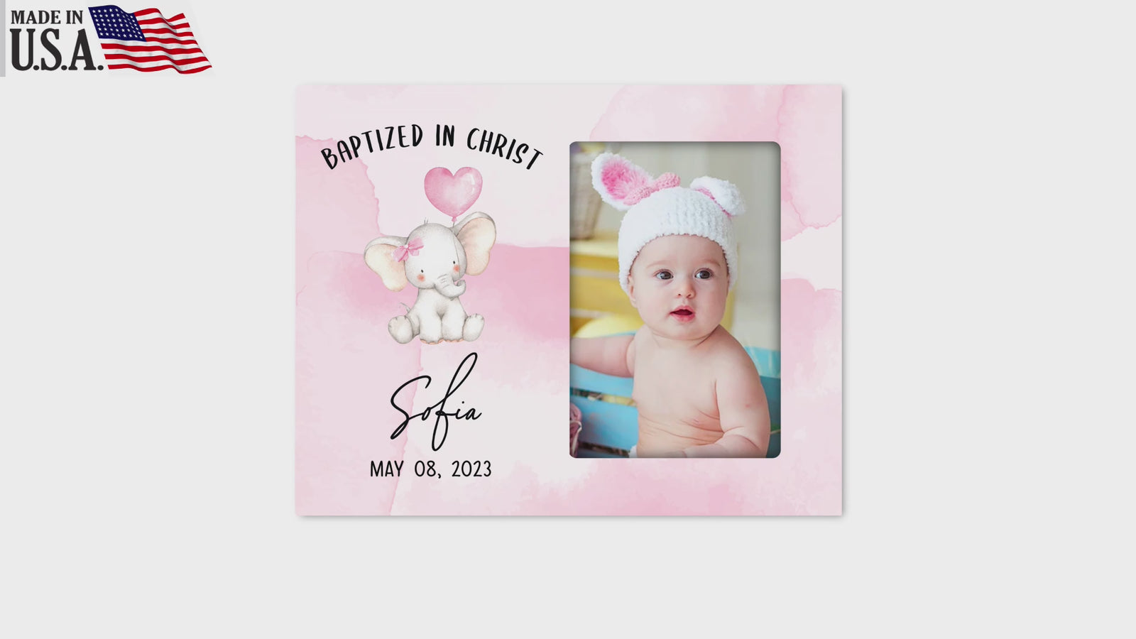 Personalized Baby Baptism Wooden Picture Frame