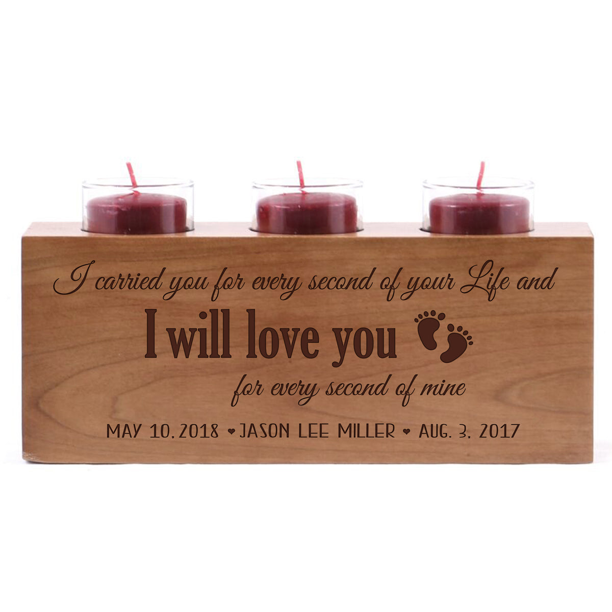 Personalized Baby Memorial sympathy candle holder custom engraved wood keepsake ideas for Loved One 10&quot; L x 4&quot; H by LifeSong Milestones