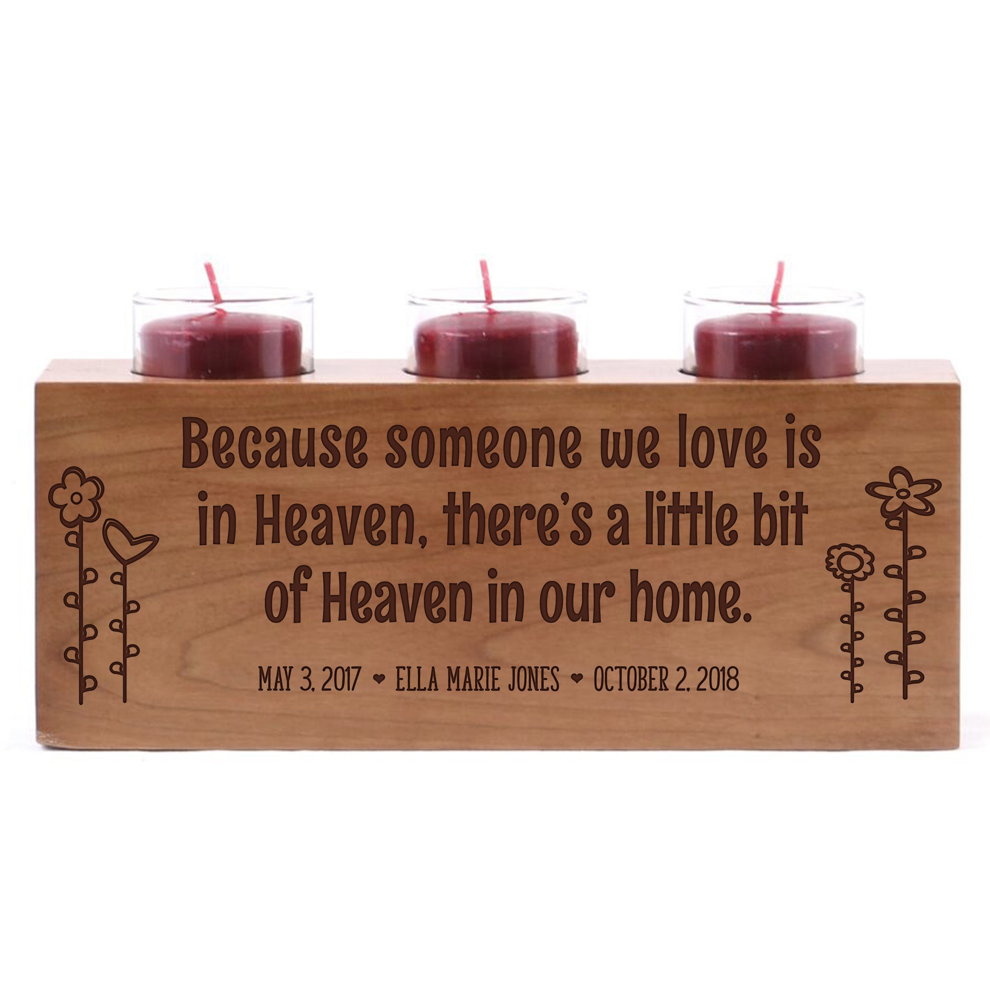 Personalized Baby Memorial sympathy candle holder custom engraved wood keepsake ideas for Loved One 10" L x 4" H by LifeSong Milestones