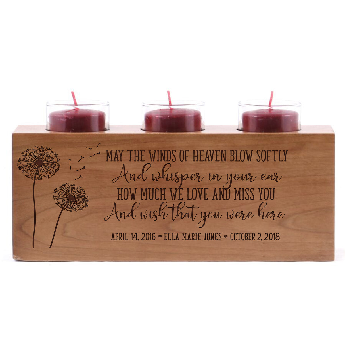 Personalized Baby Memorial sympathy candle holder custom engraved wood keepsake ideas for Loved One 10&quot; L x 4&quot; H by LifeSong Milestones