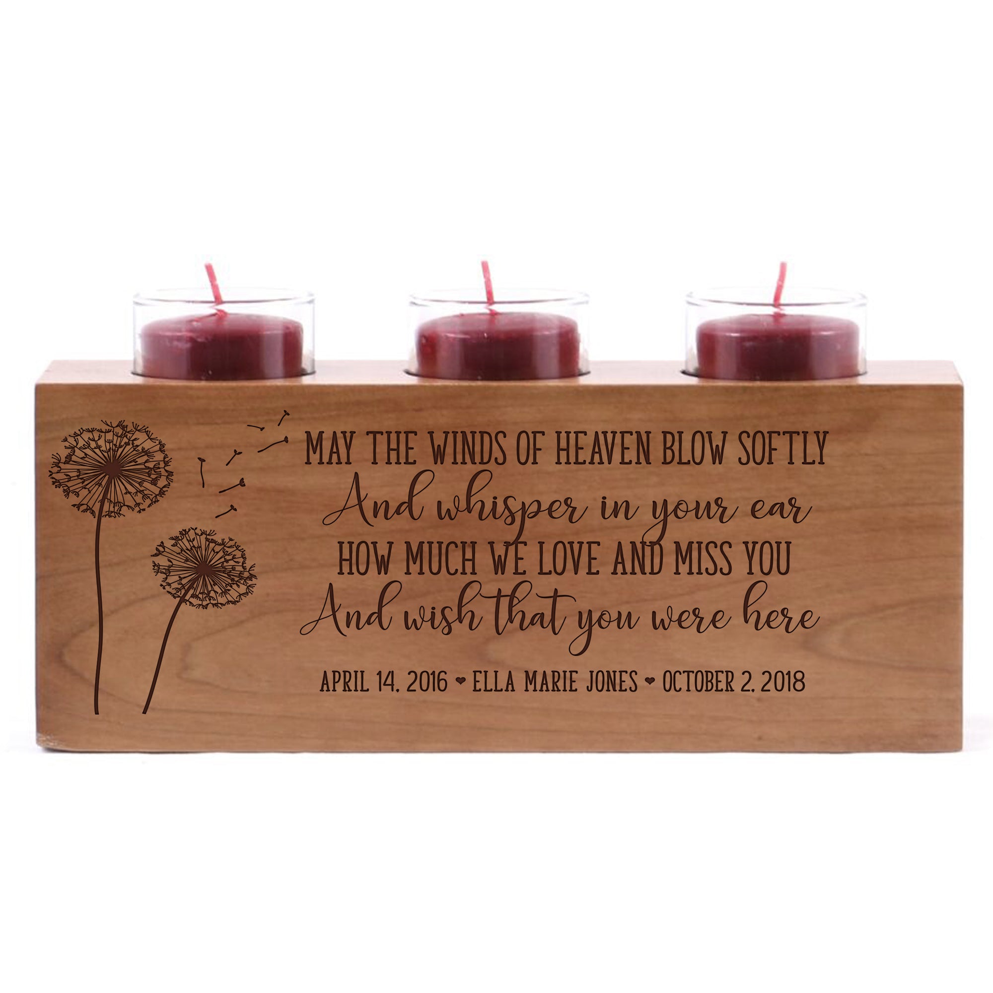Personalized Baby Memorial sympathy candle holder custom engraved wood keepsake ideas for Loved One 10" L x 4" H by LifeSong Milestones