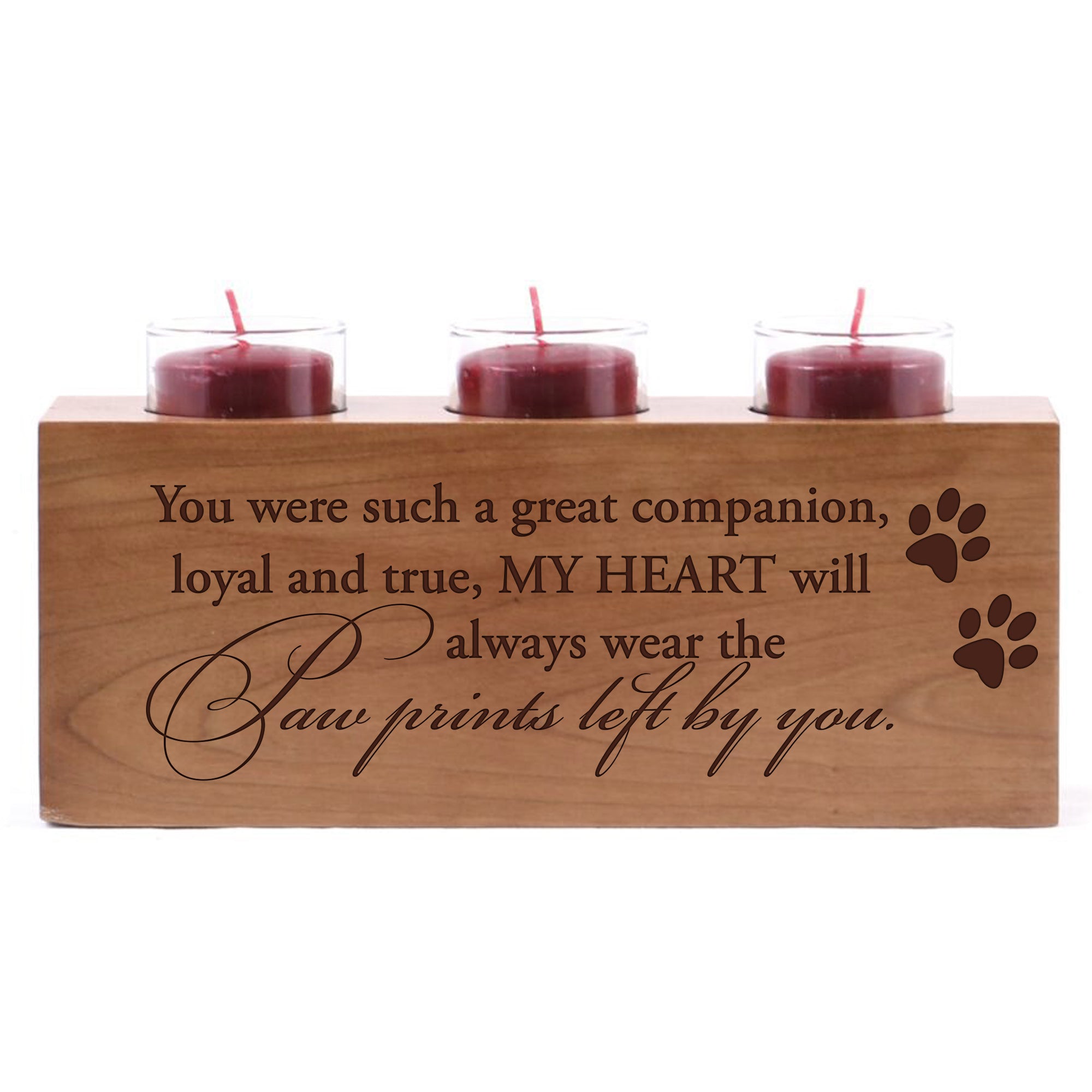 Pet Memorial sympathy candle holder engraved pet bereavement loss home decoration wood for beloved pet 10" L x 4" H by LifeSong Milestones