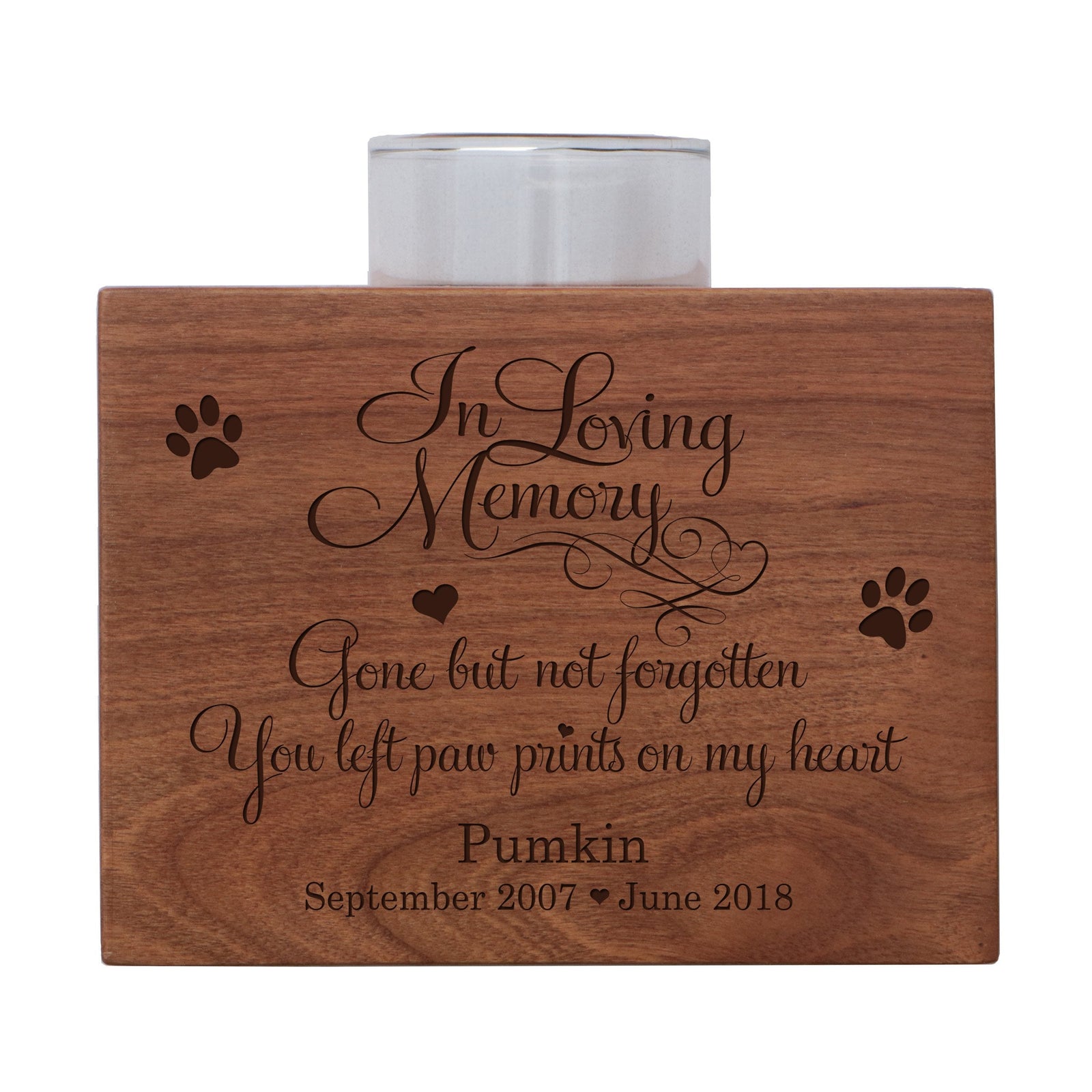 Treasure Your Pet Personalized Memorial Single Candle Holders In Loving Memory Loss of Pet Keepsake