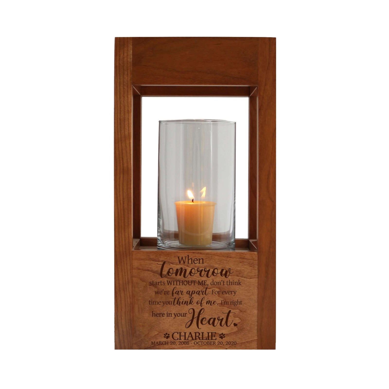 Pet Memorial Lantern Cremation Urn Box for Dog or Cat - When Tomorrow Starts Without Me