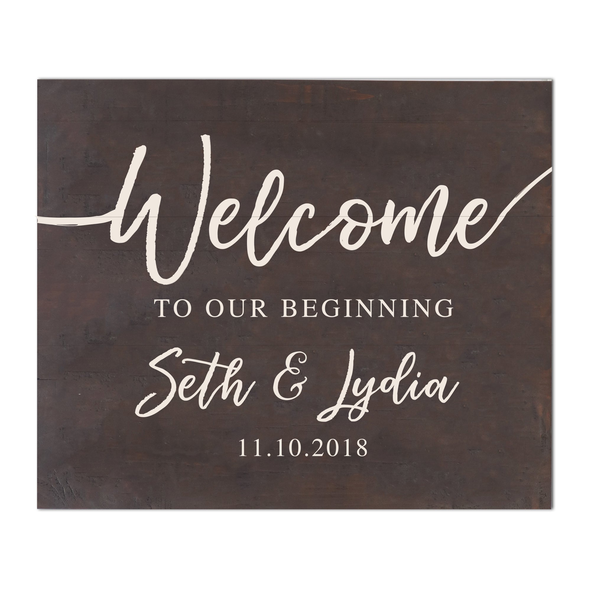 Welcome to Our Beginning Personalized Pallet Wood Wedding Sign