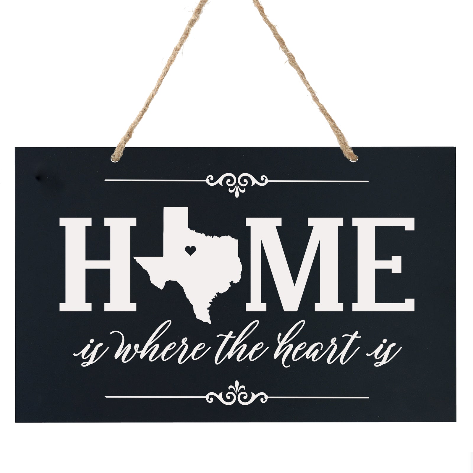 LifeSong Milestones State “Home is Where The Heart is” Heartwarming Beautiful Rope Hanging Wall Sign Housewarming 8” x 12” Gift for new Homeowners Proudly Made in the U.S.A
