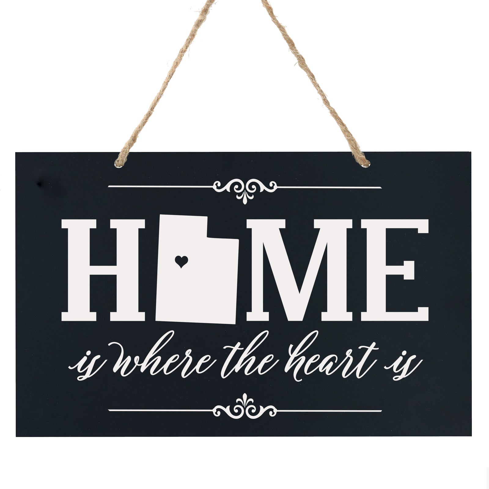 LifeSong Milestones State “Home is Where The Heart is” Heartwarming Beautiful Rope Hanging Wall Sign Housewarming 8” x 12” Gift for new Homeowners Proudly Made in the U.S.A