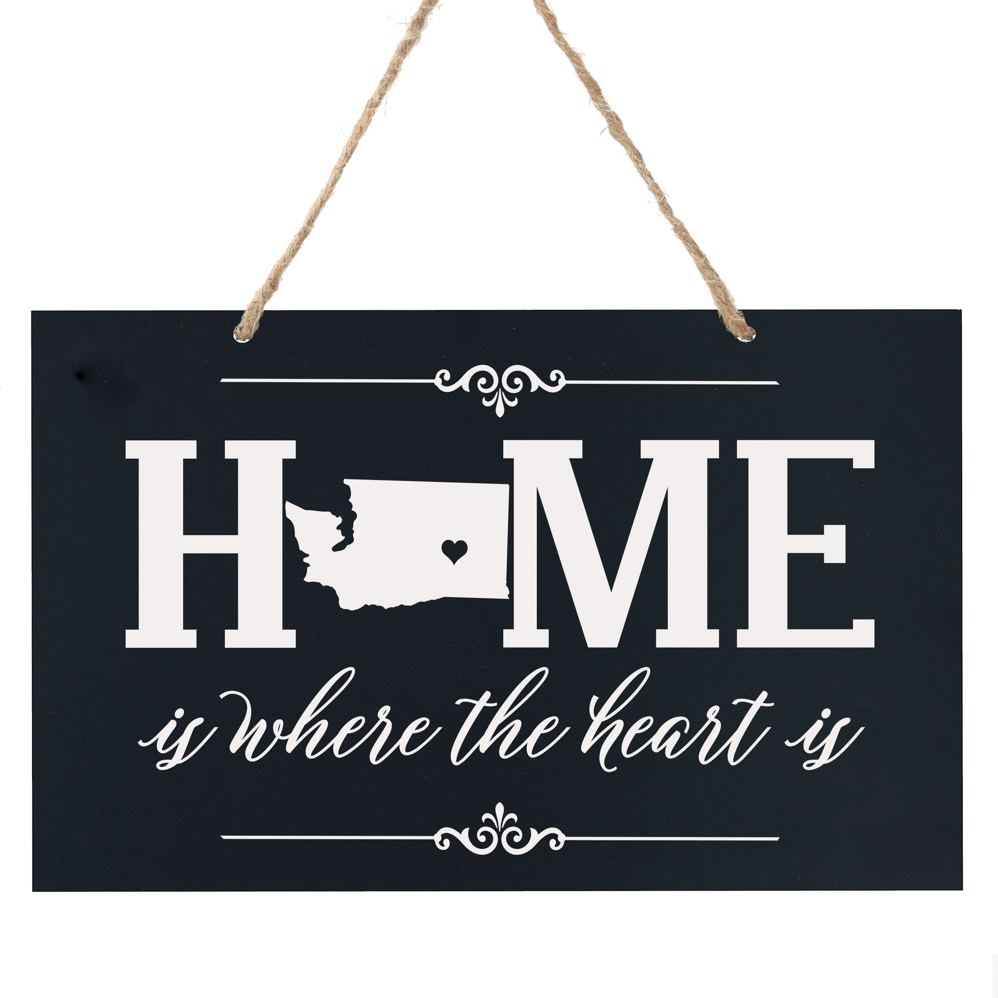 LifeSong Milestones State “Home is Where The Heart is” Heartwarming Beautiful Rope Hanging Wall Sign Housewarming 8” x 12” Gift for new Homeowners Proudly Made in the U.S.A