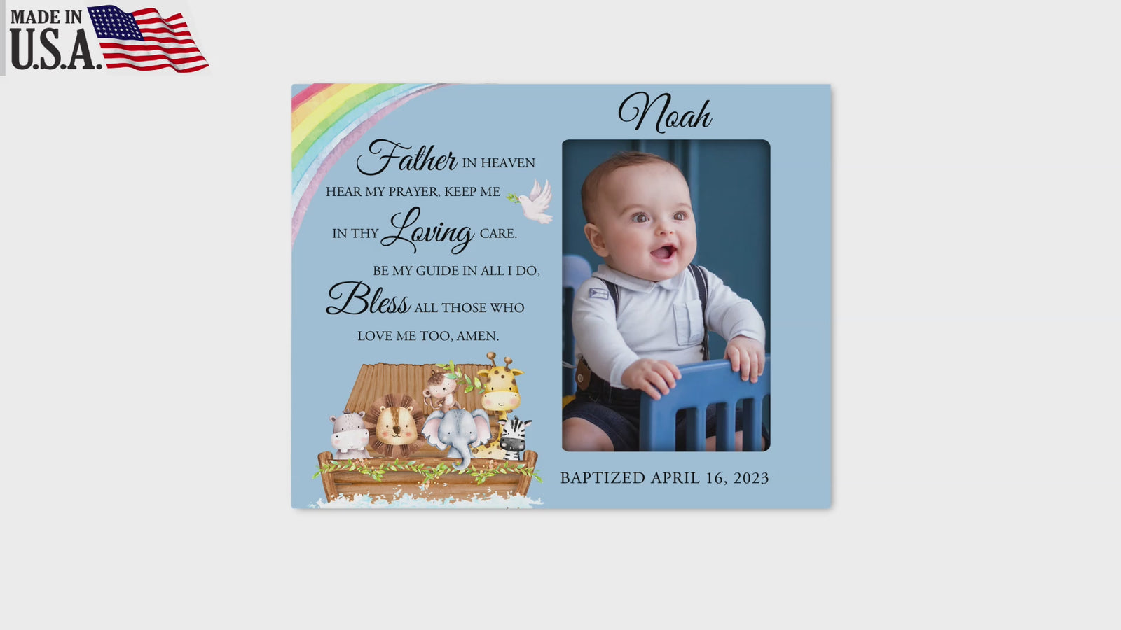 Personalized Baby Baptism Wooden Picture Frame