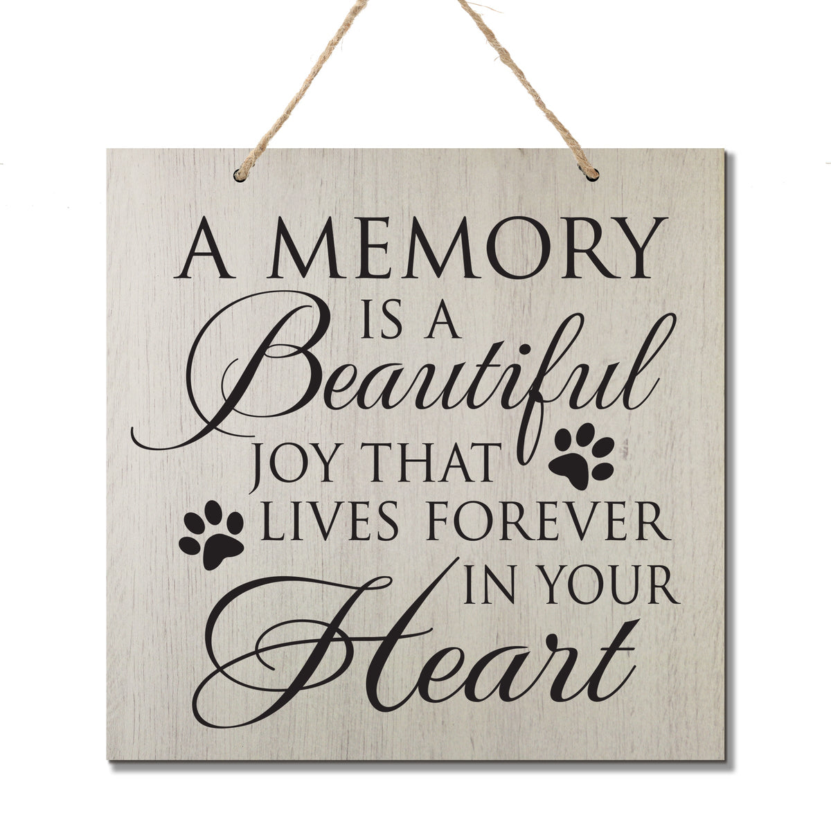 Pet Memorial Rope Sign Décor - A Memory Is A Beautiful Joy