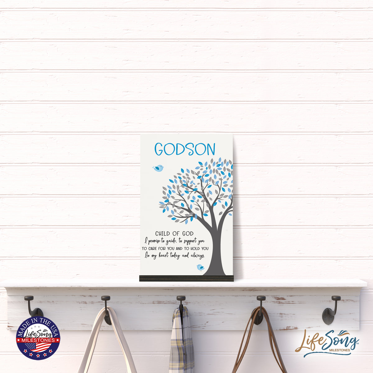 LifeSong Milestones Modern 8x12in Decorative White Acrylic Signs With Wooden Base – I Promise To Guide You. Living Room, Bedroom, Kitchen, Dining Room, and Entryways Decorations Housewarming Gift ideas. Christening, Baptismal, Confirmation, Birthday Gift Ideas For Goddaughters and Godsons. Perfect gift idea for Godfathers, Godmothers, and Godparents’ Birthday Celebration.