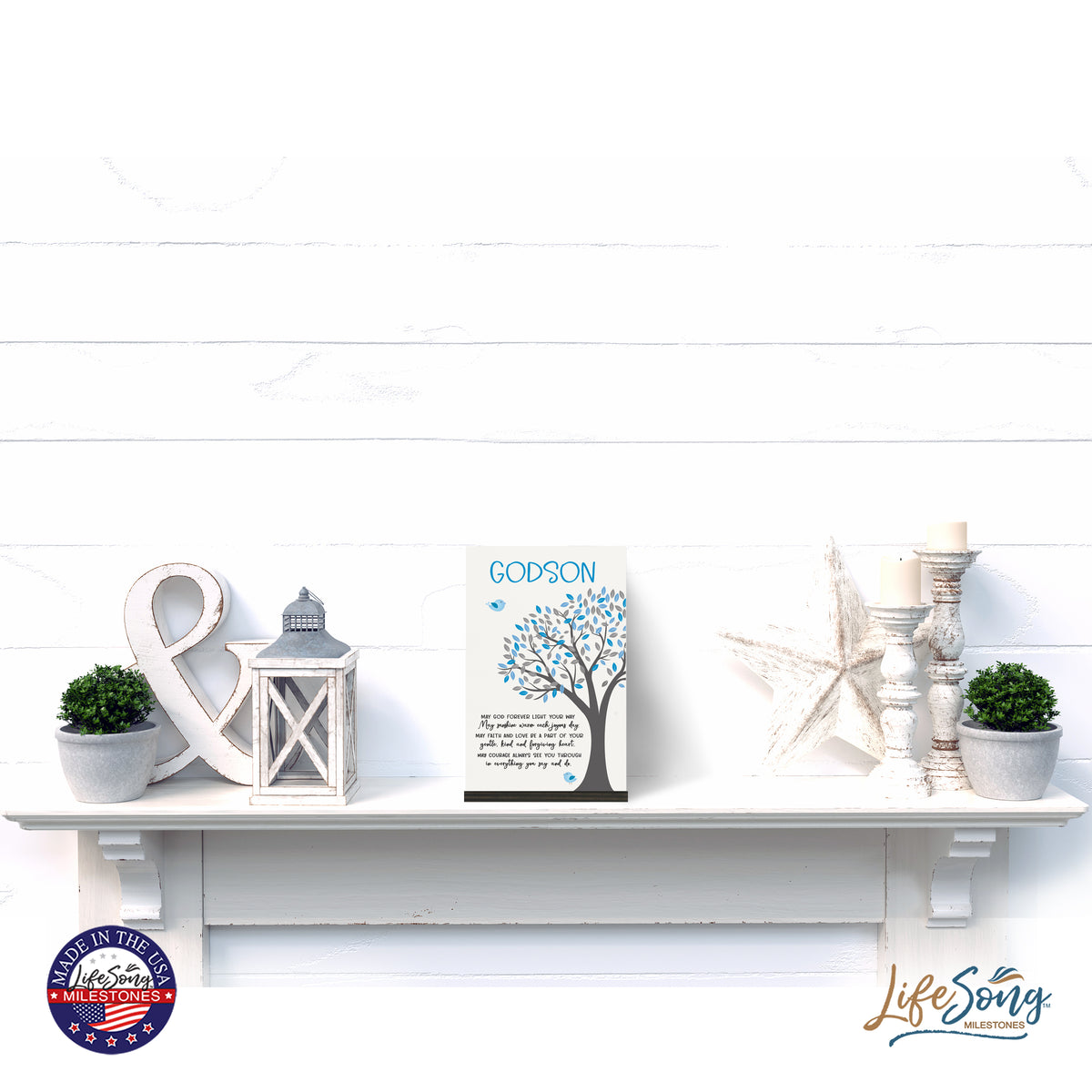 LifeSong Milestones Modern 8x12in Decorative White Acrylic Signs With Wooden Base – May God Forever. Living Room, Bedroom, Kitchen, Dining Room, and Entryways Decorations Housewarming Gift ideas. Christening, Baptismal, Confirmation, Birthday Gift Ideas For Goddaughters and Godsons. Perfect gift idea for Godfathers, Godmothers, and Godparents’ Birthday Celebration.