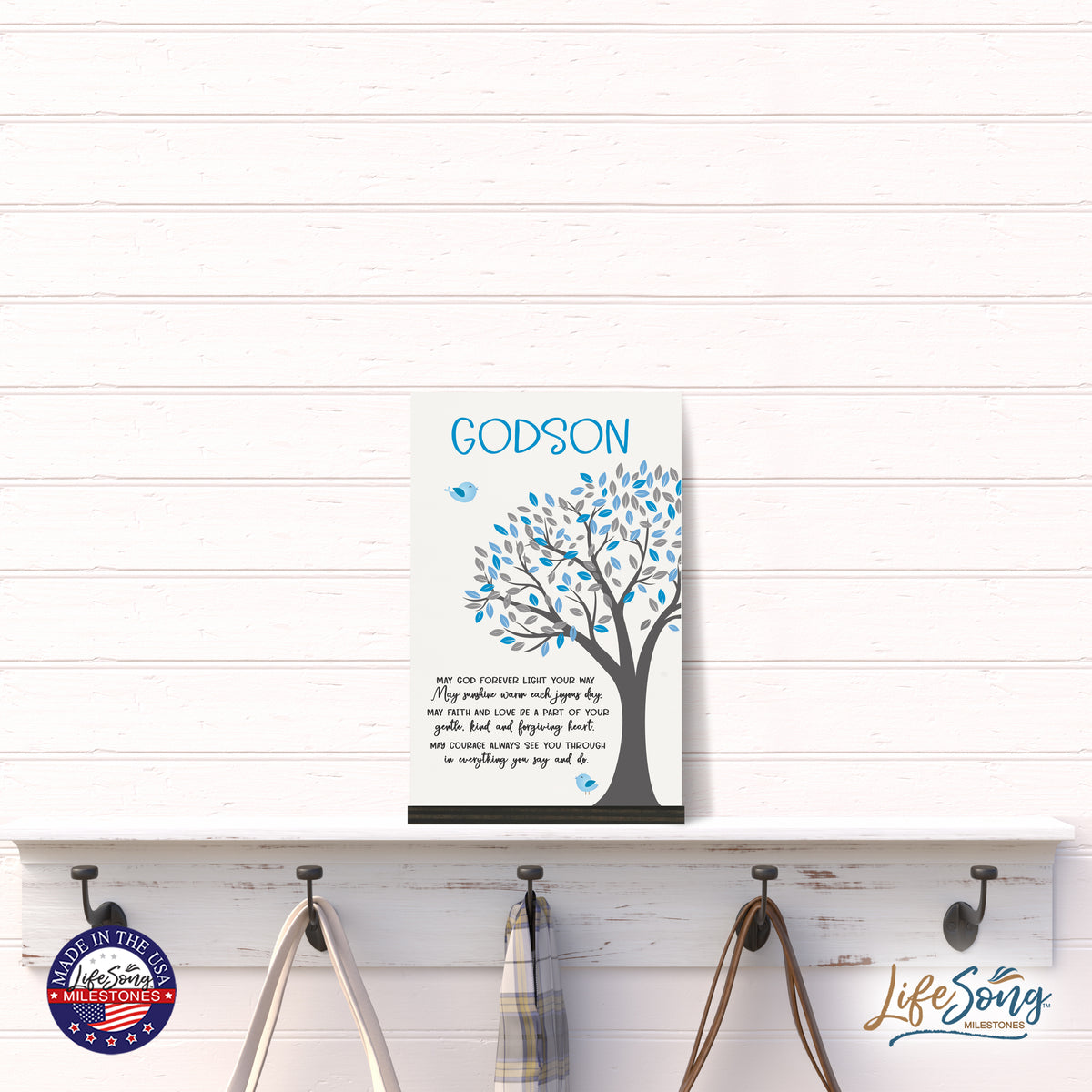LifeSong Milestones Modern 8x12in Decorative White Acrylic Signs With Wooden Base – May God Forever. Living Room, Bedroom, Kitchen, Dining Room, and Entryways Decorations Housewarming Gift ideas. Christening, Baptismal, Confirmation, Birthday Gift Ideas For Goddaughters and Godsons. Perfect gift idea for Godfathers, Godmothers, and Godparents’ Birthday Celebration.