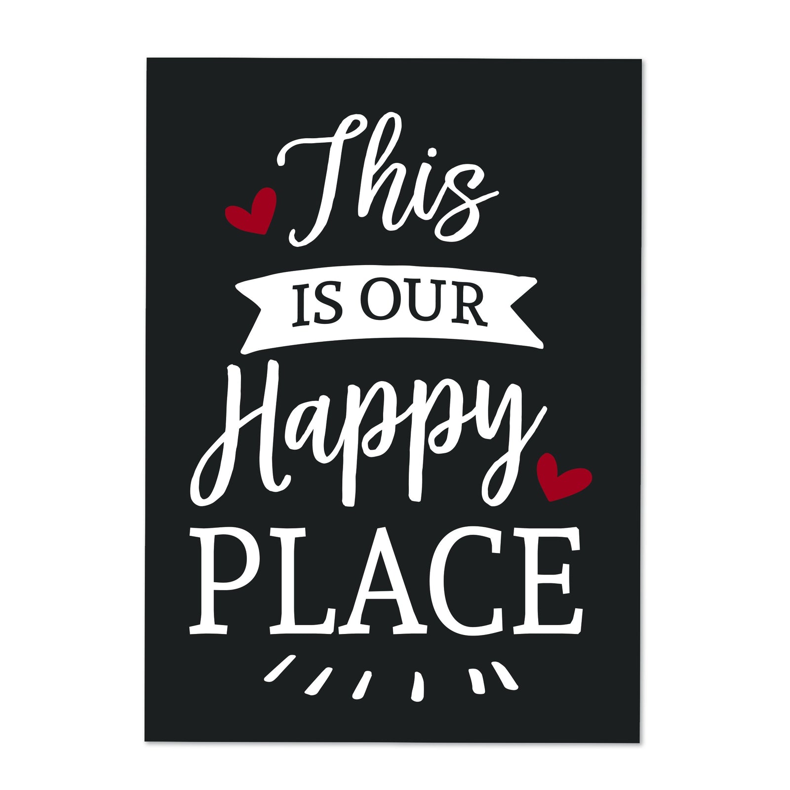 LifeSong Milestones Home Sign Wall Decorations for Living Room - Home Wall Art - Wooden Plaque Sign Gift 6“ x 8” Our Happy Place Black