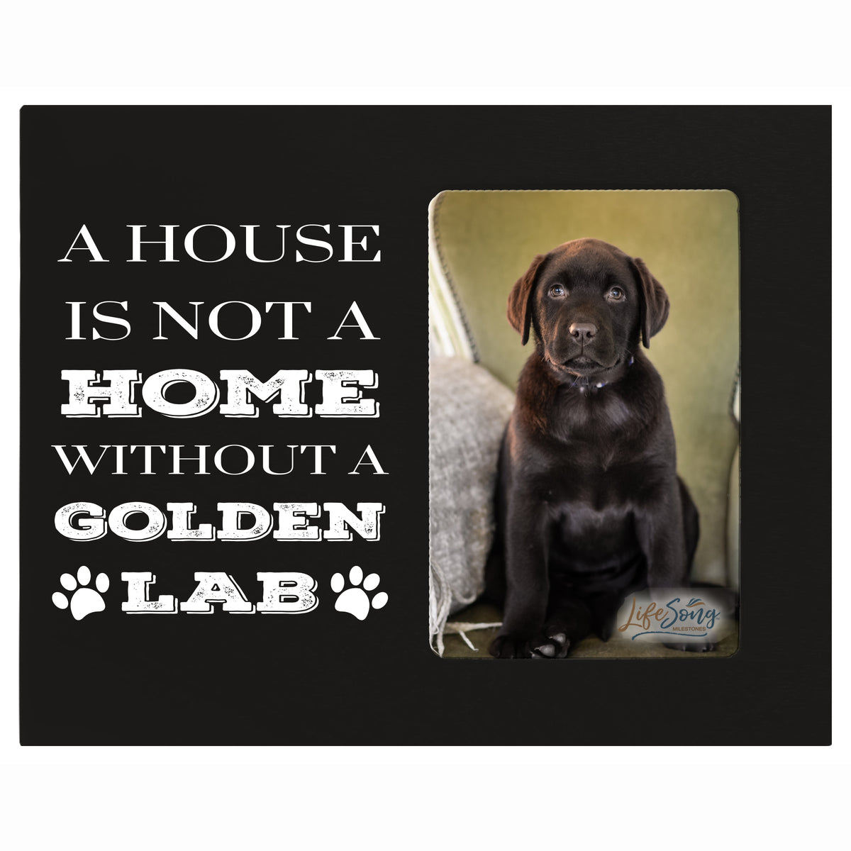 LifeSong Milestones Digitally Printed Pet Vertical Photo Frame Gift Ideas for Black Lab &amp; Dog Lovers - Golden Lab Owner Frame Gift 8”x10” Holds 4”x6” Photo