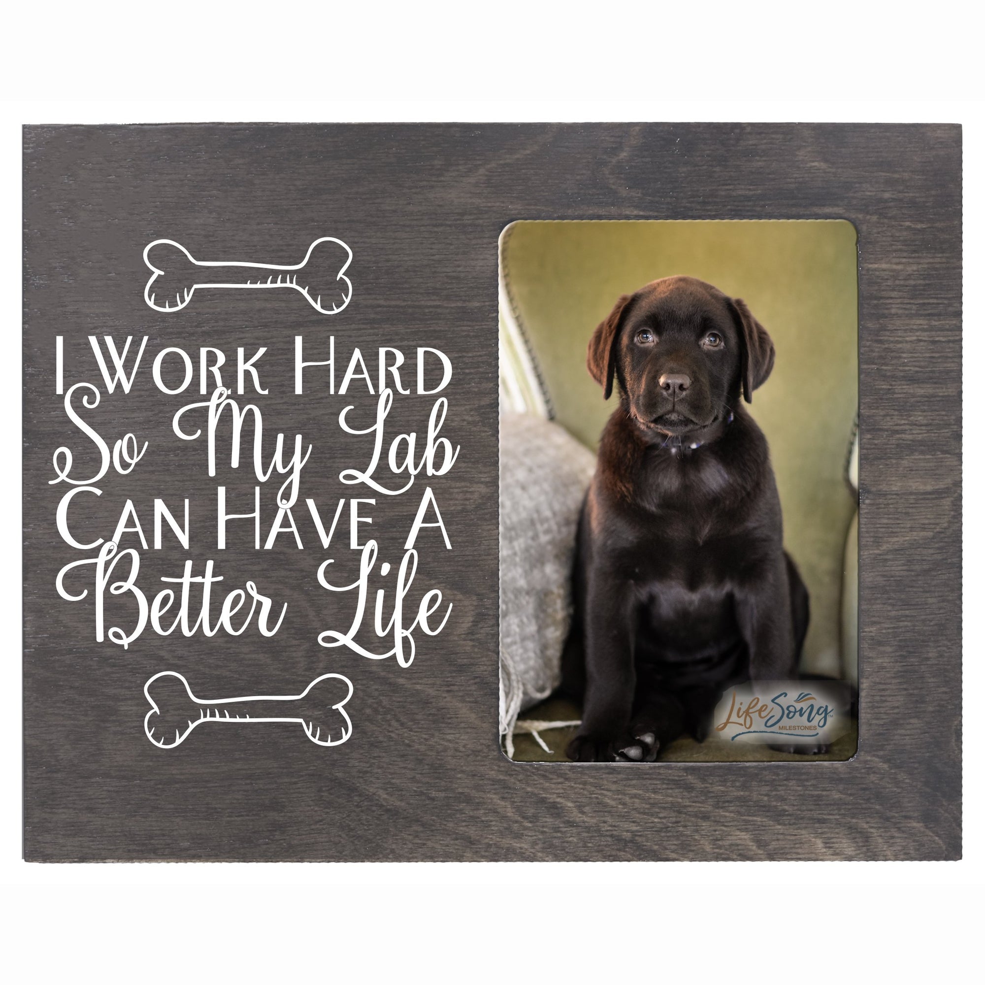 LifeSong Milestones Digitally Printed Pet Vertical Photo Frame Gift Ideas for Black Lab & Dog Lovers - Golden Lab Owner Frame Gift 8”x10” Holds 4”x6” Photo