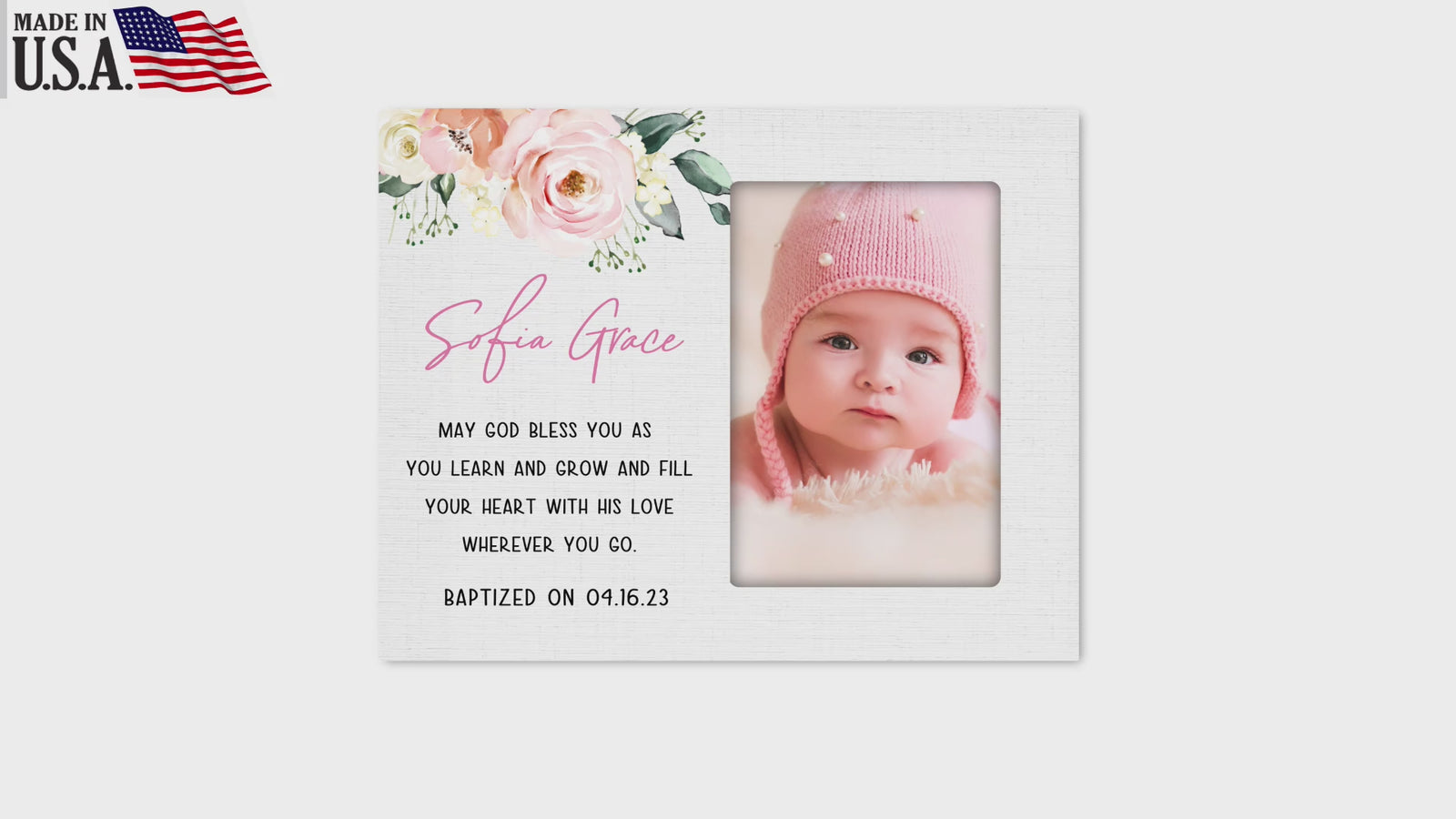 Personalized Baby Baptism Wooden Picture Frame