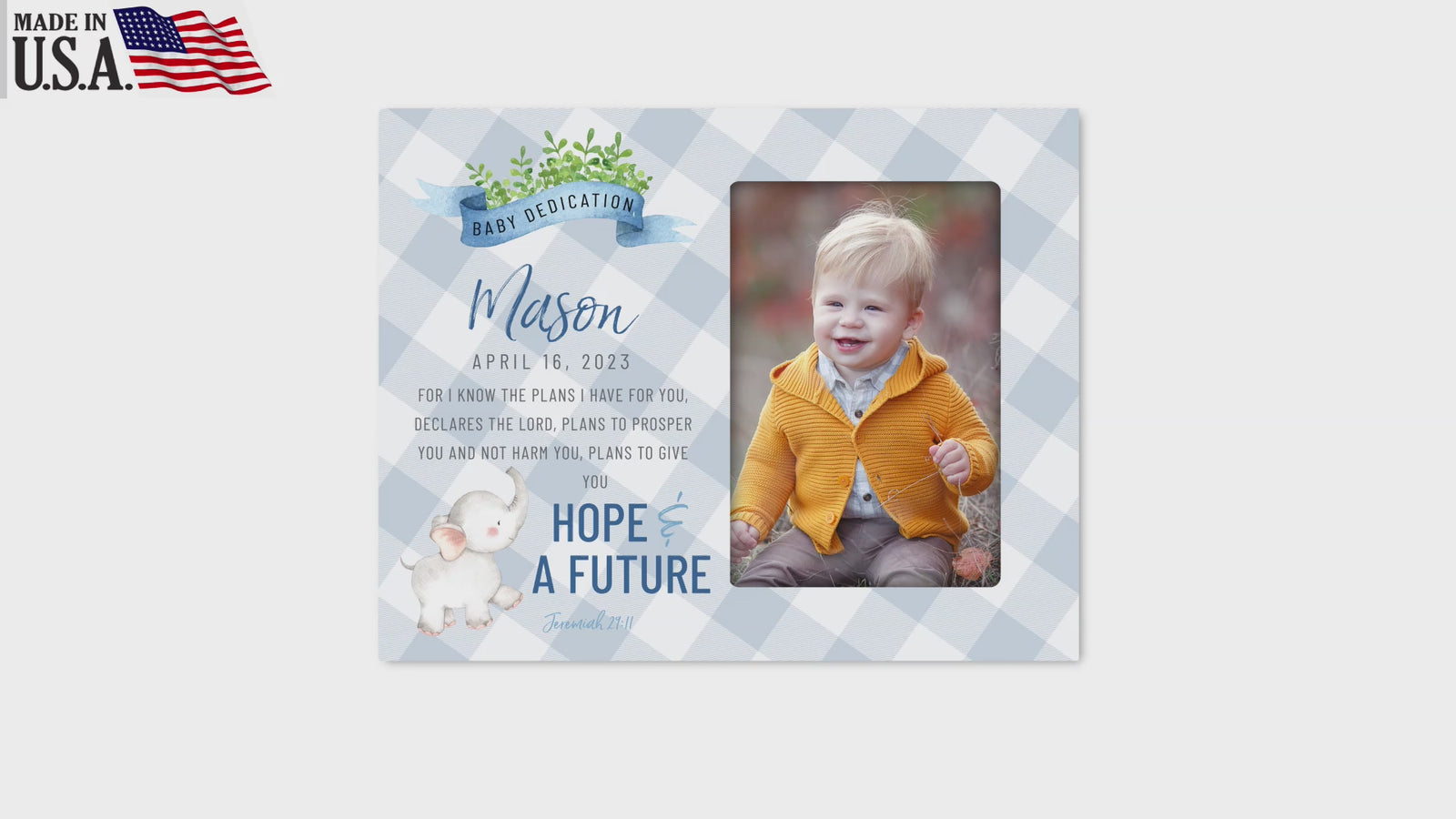 Personalized Baby Dedication Photo Frame - Hope & Future