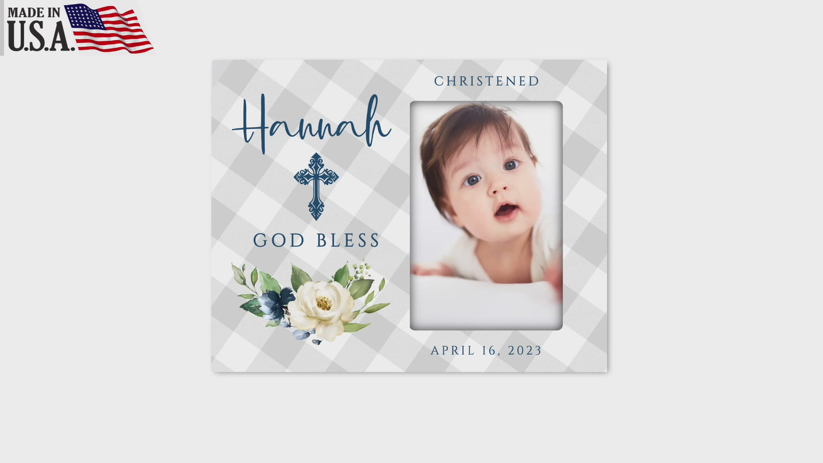 Personalized Wooden Christening Picture Frame