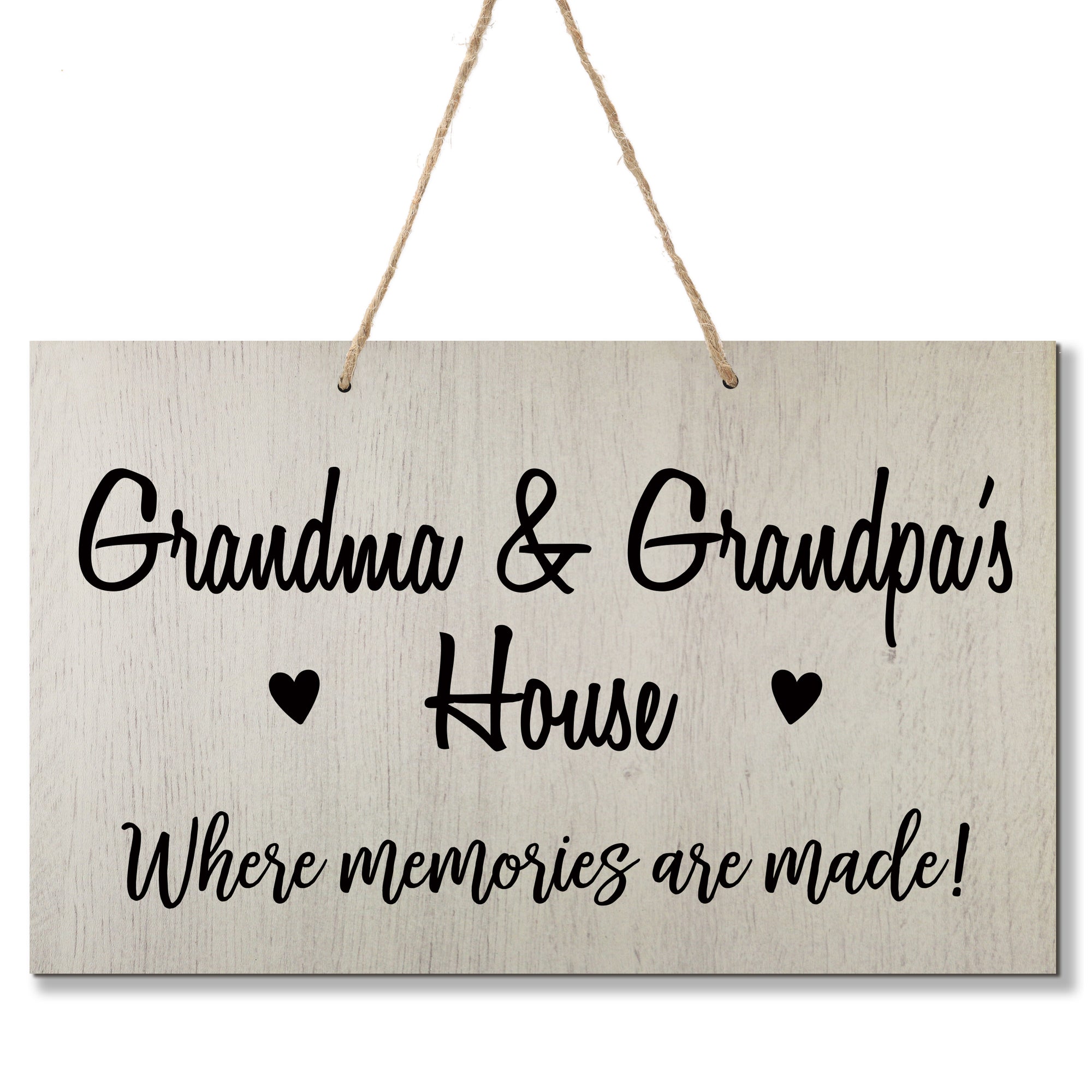Personalized Grandparent Wall Hanging Sign Gift - Memories Are Made Grandma and Grandpa White