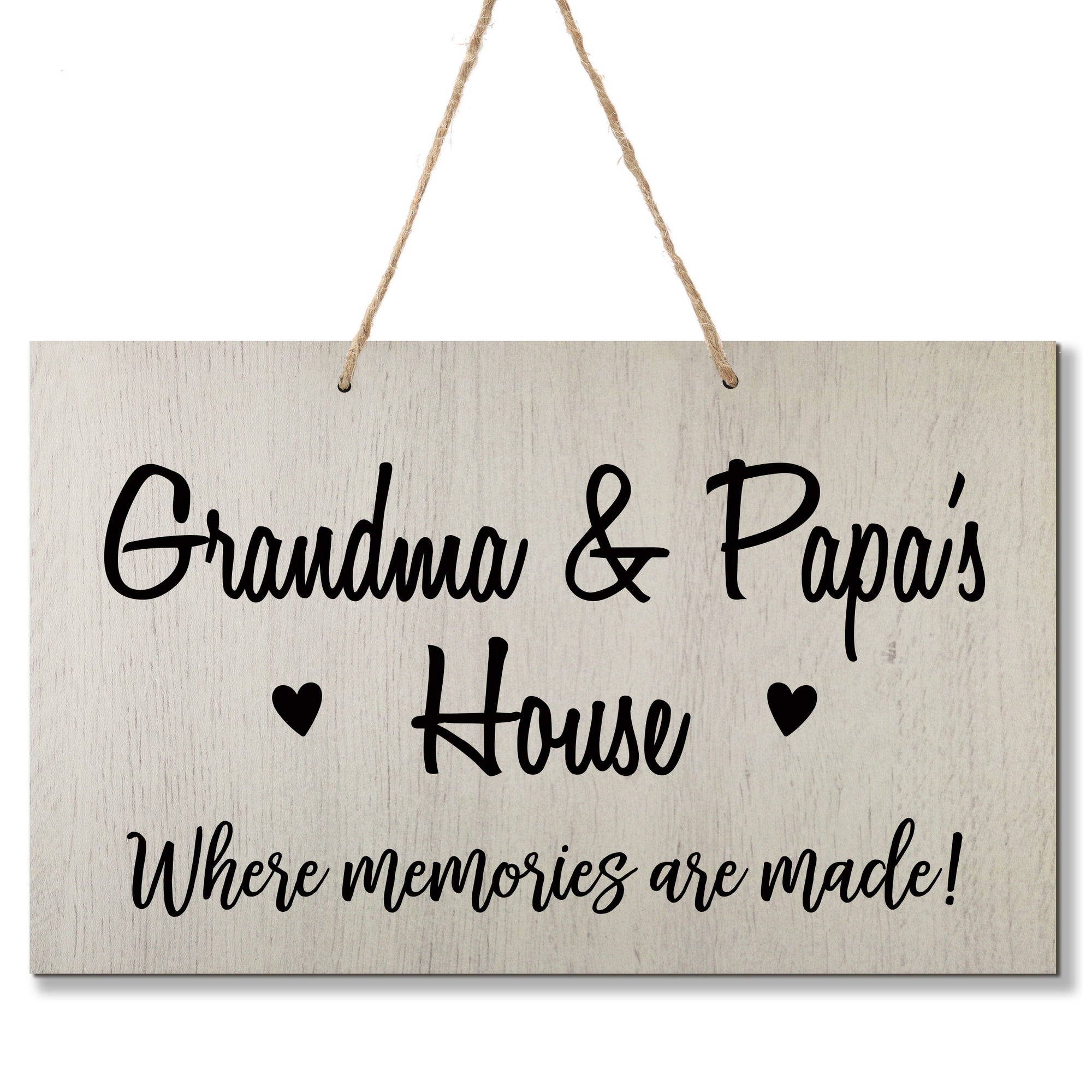 Personalized Grandparent Wall Hanging Sign Gift - Memories Are Made Grandma and Papa White
