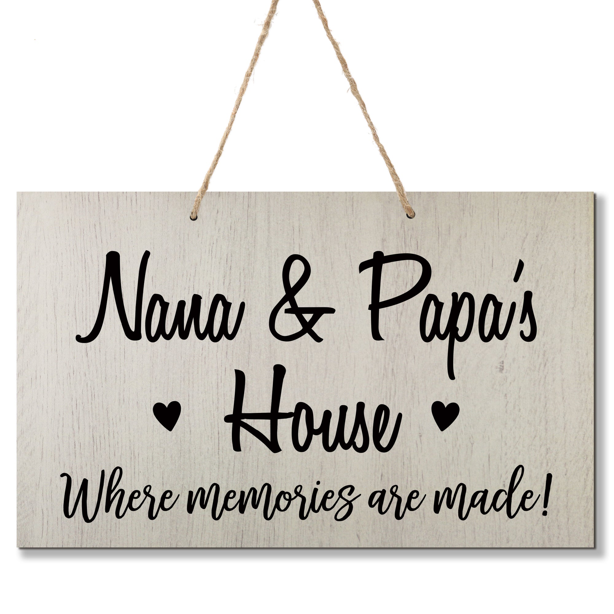 Personalized Grandparent Wall Hanging Sign Gift - Memories Are Made Nana and Papa White