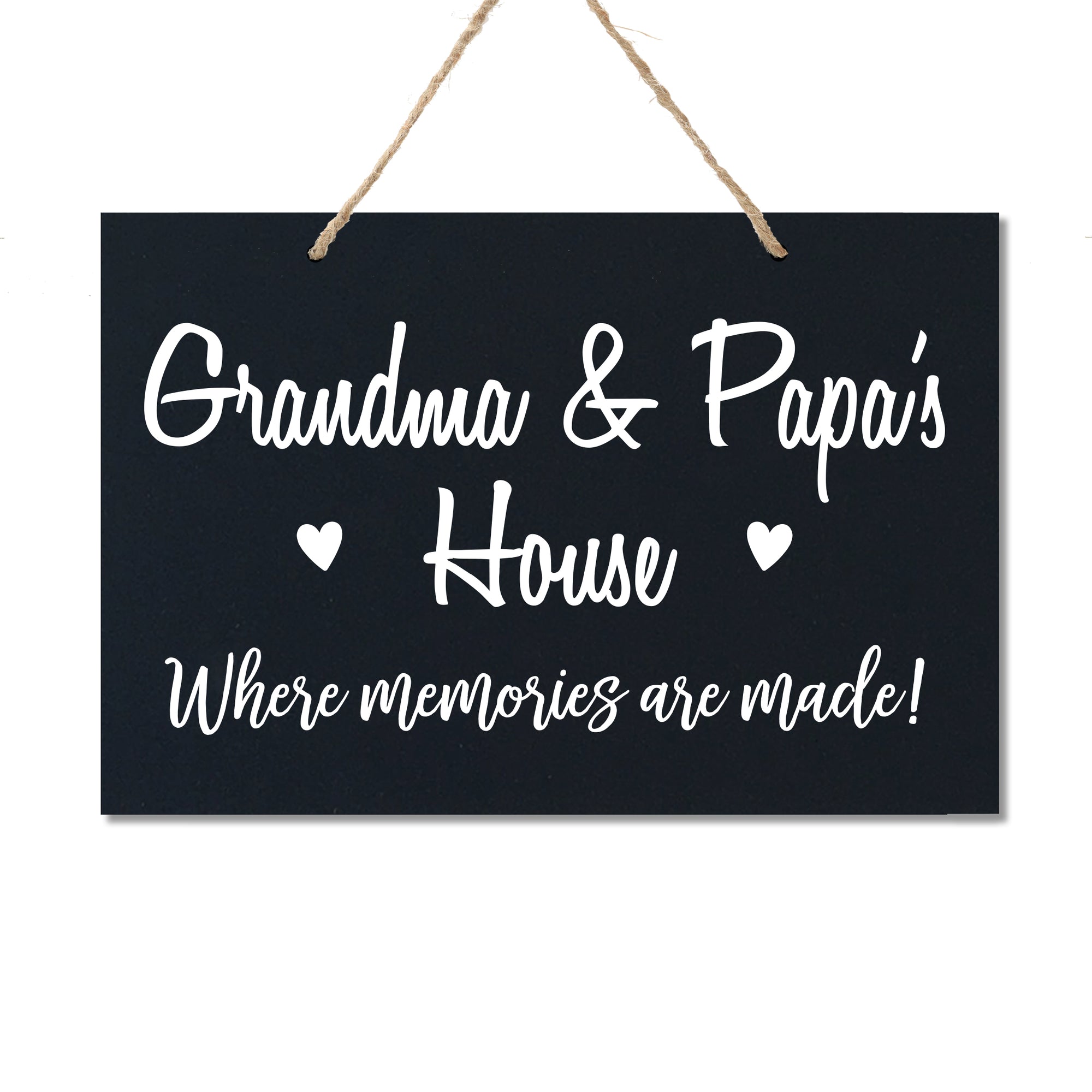 Personalized Grandparent Wall Hanging Sign Gift - Memories Are Made Grandma and Papa Black
