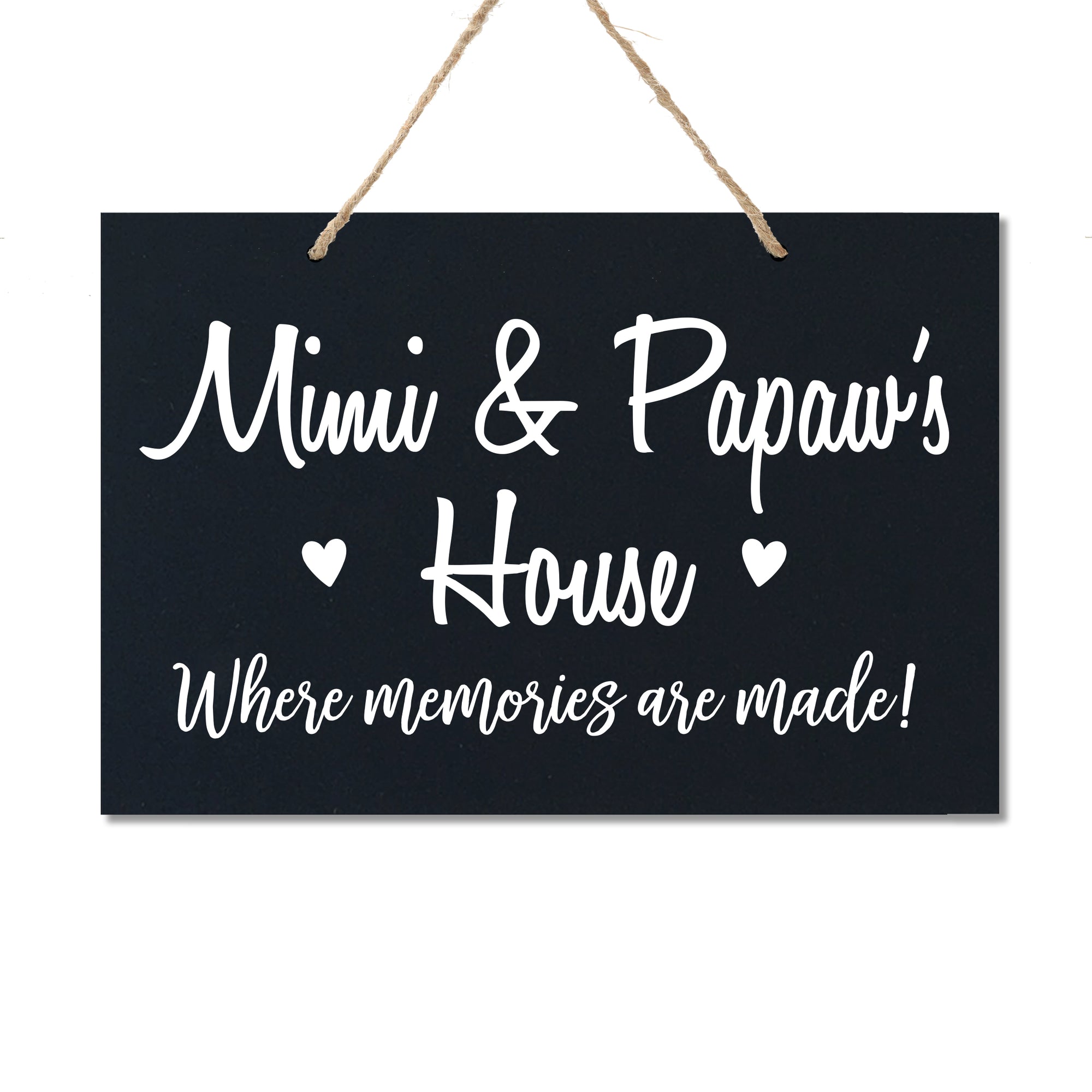 Personalized Grandparent Wall Hanging Sign Gift - Memories Are Made Mimi and Papaw Black