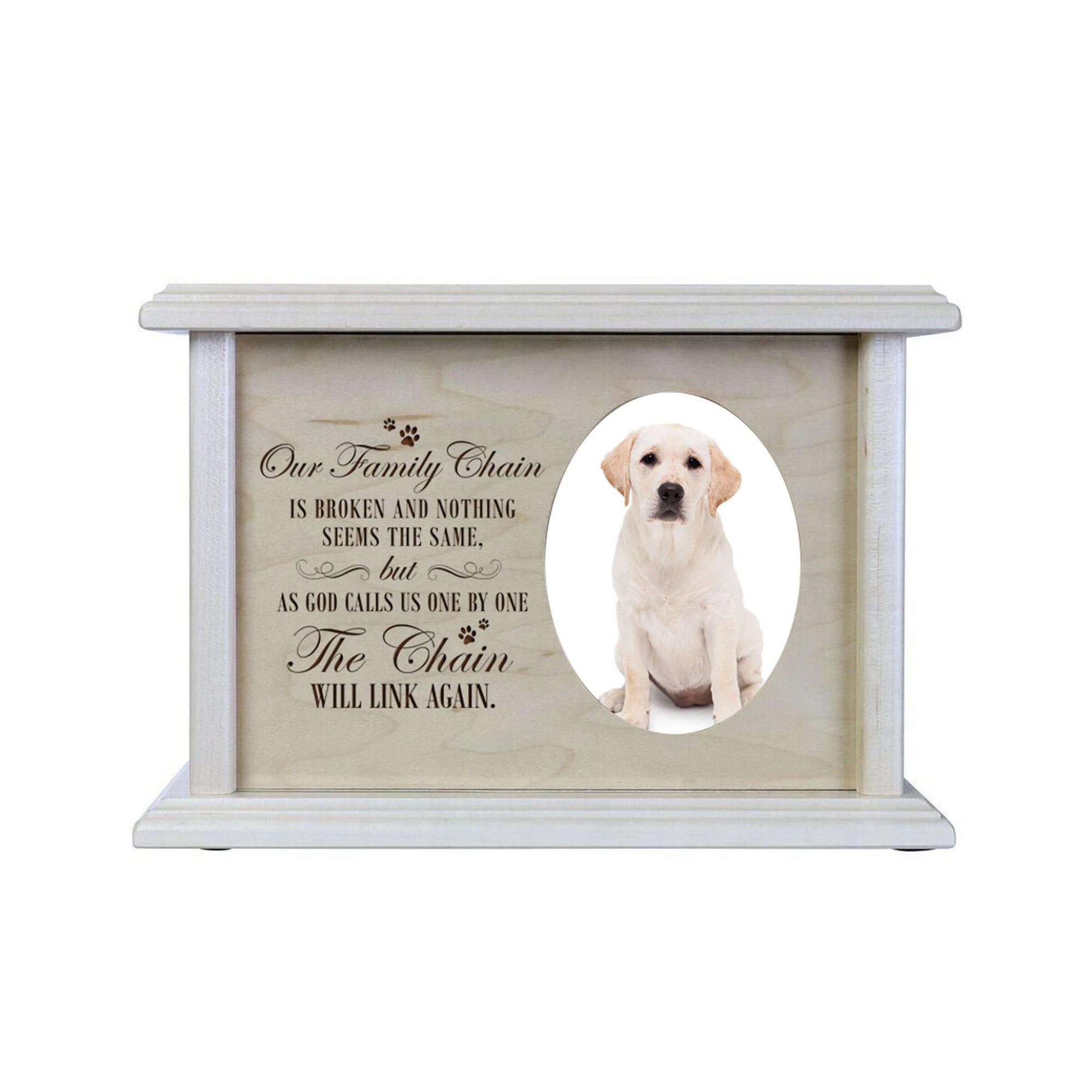 Pet Memorial Picture Cremation Urn Box for Dog or Cat - Our Family Chain Is Broken