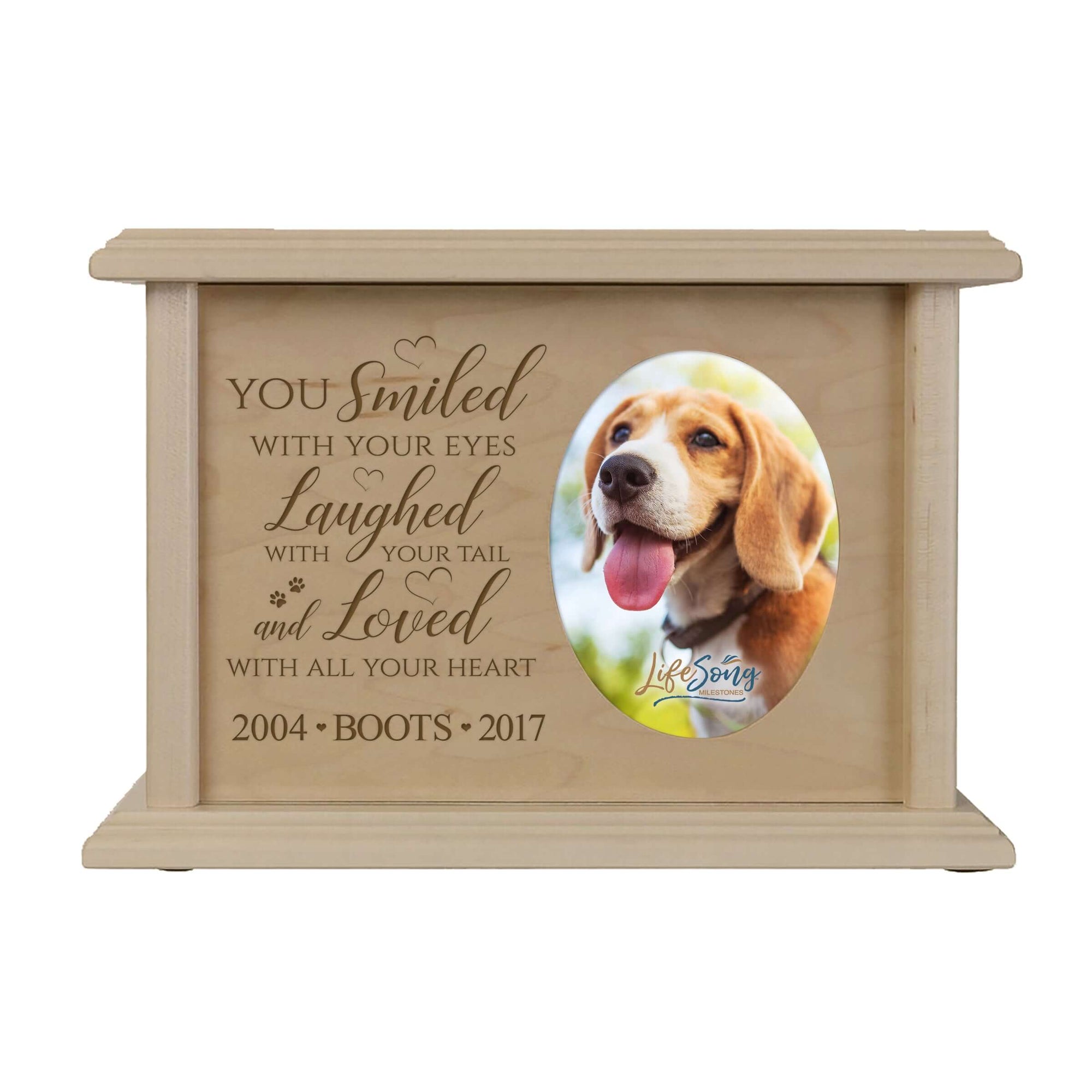 Pet Memorial Picture Cremation Urn Box for Dog or Cat - You Smiled With Your Eyes