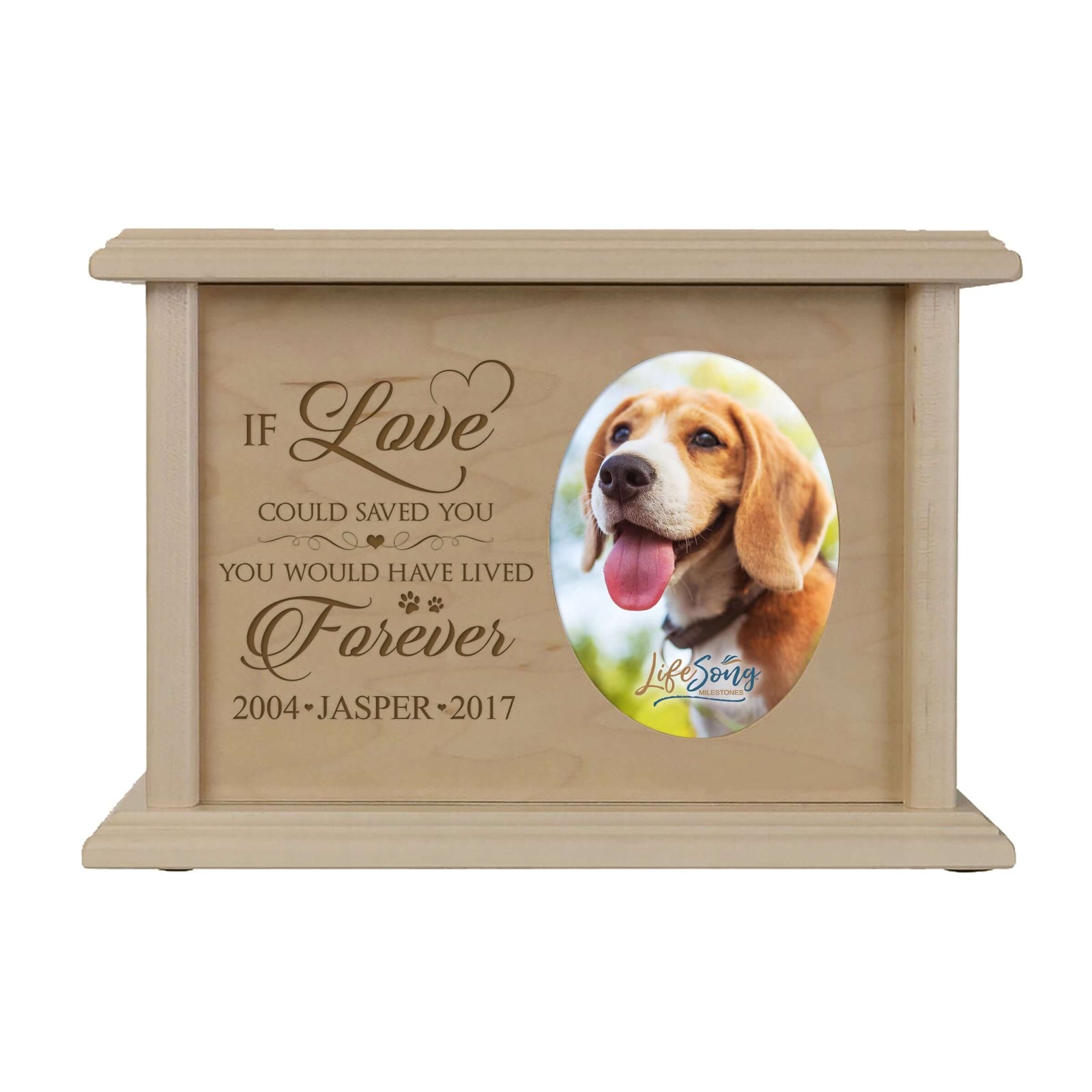 Pet Memorial Picture Cremation Urn Box for Dog or Cat - If Love Could Have Saved You