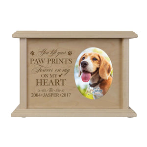 Pet Memorial Picture Cremation Urn Box for Dog or Cat - You Left Paw Prints